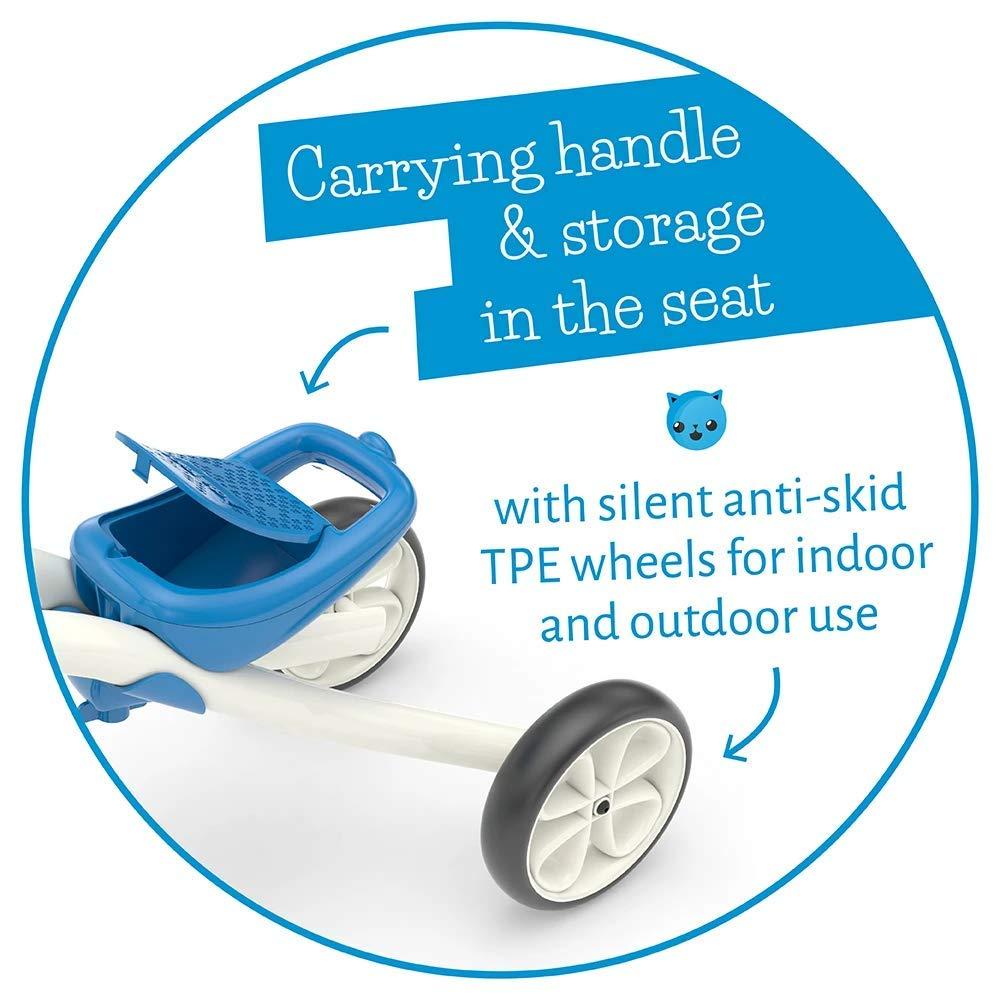 Chillafish Quadie stable 4-wheel grow-with-me ride-on with adjustable seat height, for kids 1-3 year, cookie storage in the seat, silent non-marking wheels, lime