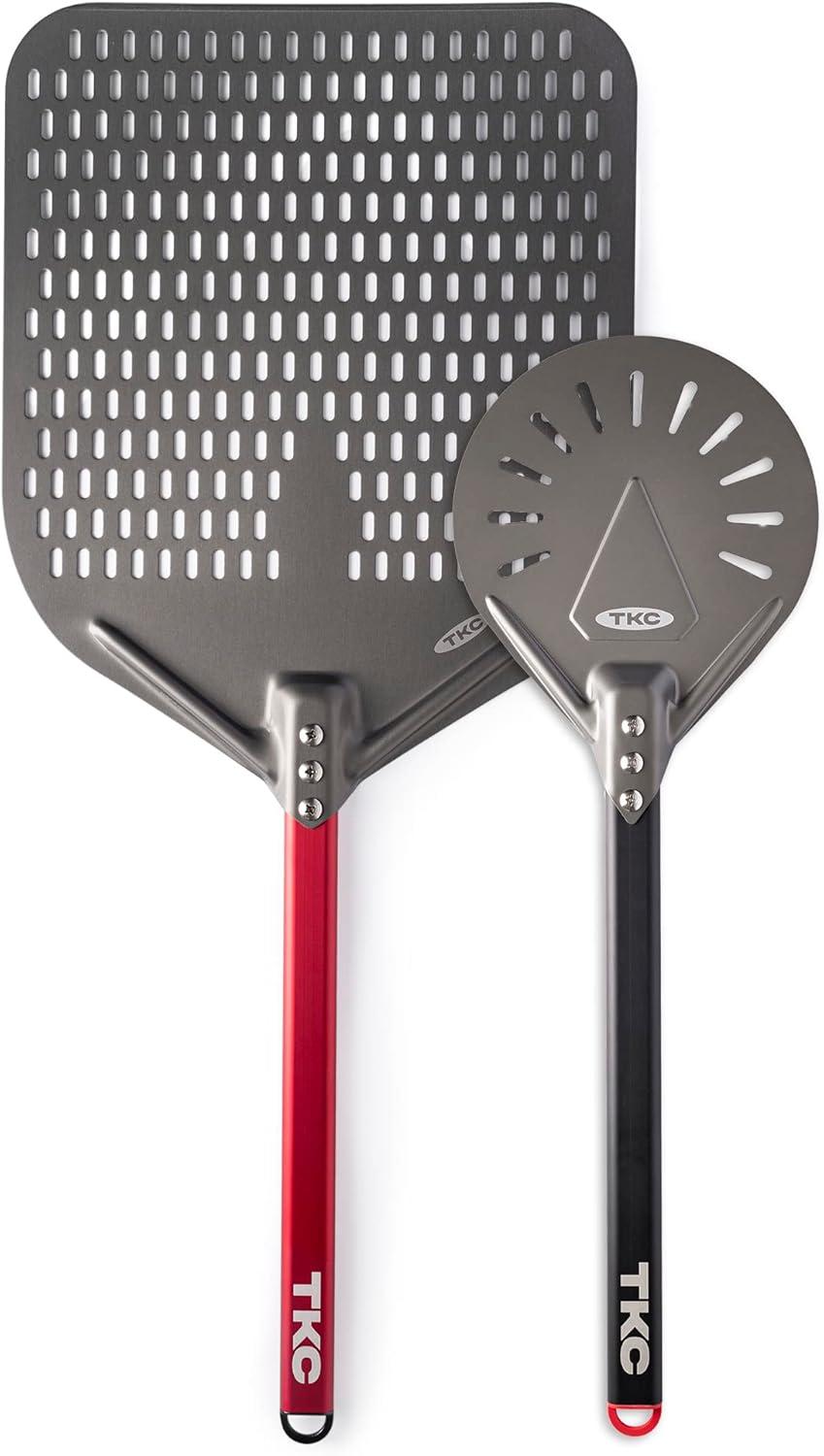 14" and 8" Non-Stick Aluminum Perforated Pizza Peel Set