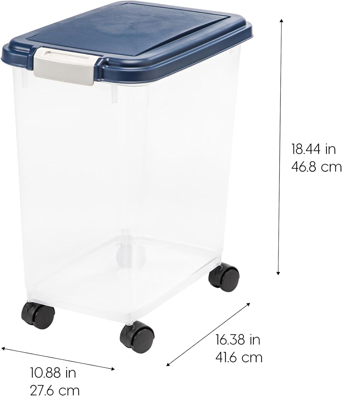 Translucent 33 Quart Airtight Pet Food Storage with Casters