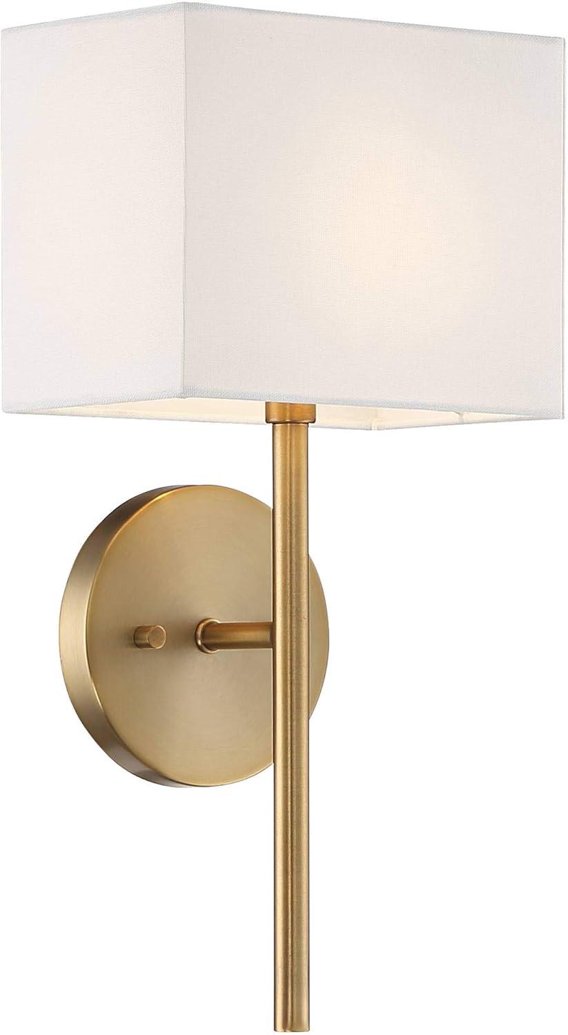 Possini Euro Design Modern Wall Sconce Lighting Warm Brass Hardwired 16 1/4" High Fixture Rectangular Linen Bedroom Home Living Room