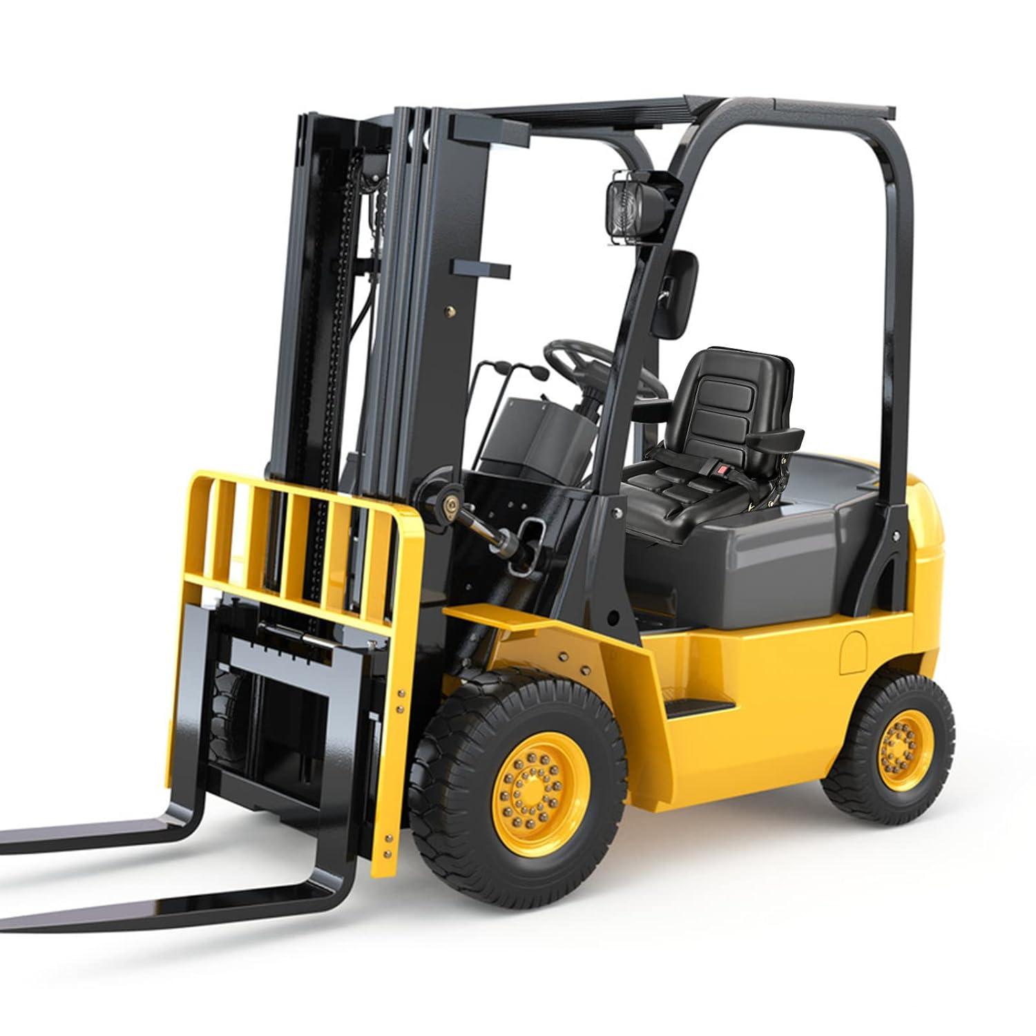 Black Adjustable PVC Forklift and Tractor Seat with Armrests