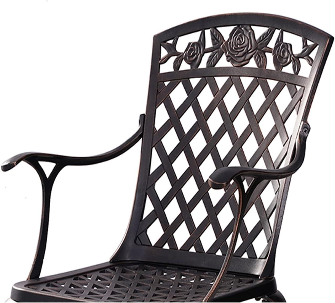 Bronze Cast Aluminum Outdoor Dining Armchairs, Set of 2