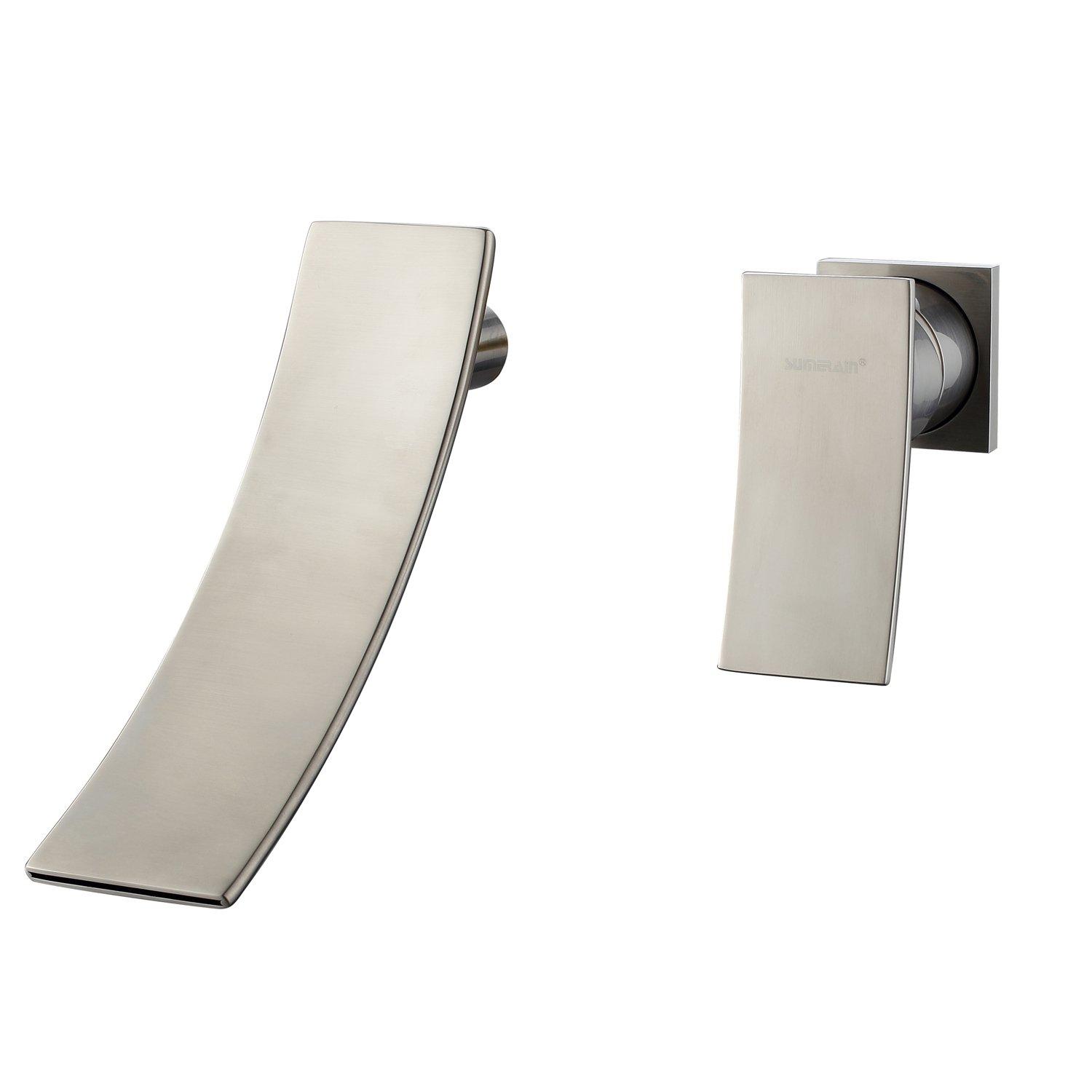 Wall Mount Bathroom Vanity Faucet, Waterfall Bathroom Faucet, Lavatory Faucet