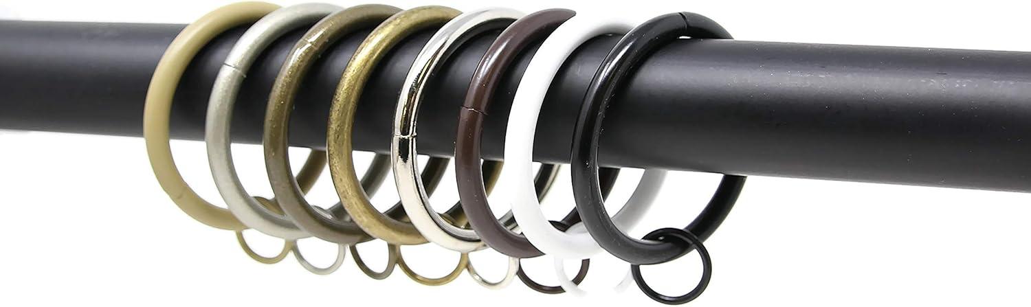 Black Solid Metal Curtain Rings with Eyelet, Set of 14