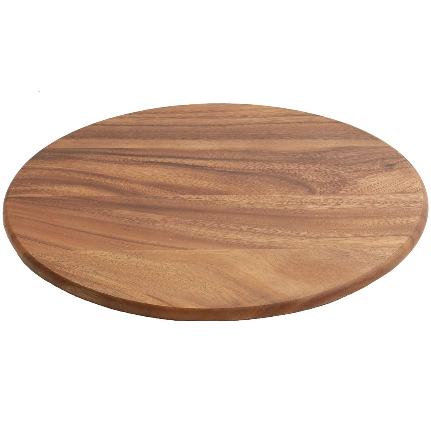 Woodard & Charles Acacia Wood Lazy Susan Tray with Stainless Steel Ball Bearing Mechanism, 16-Inch