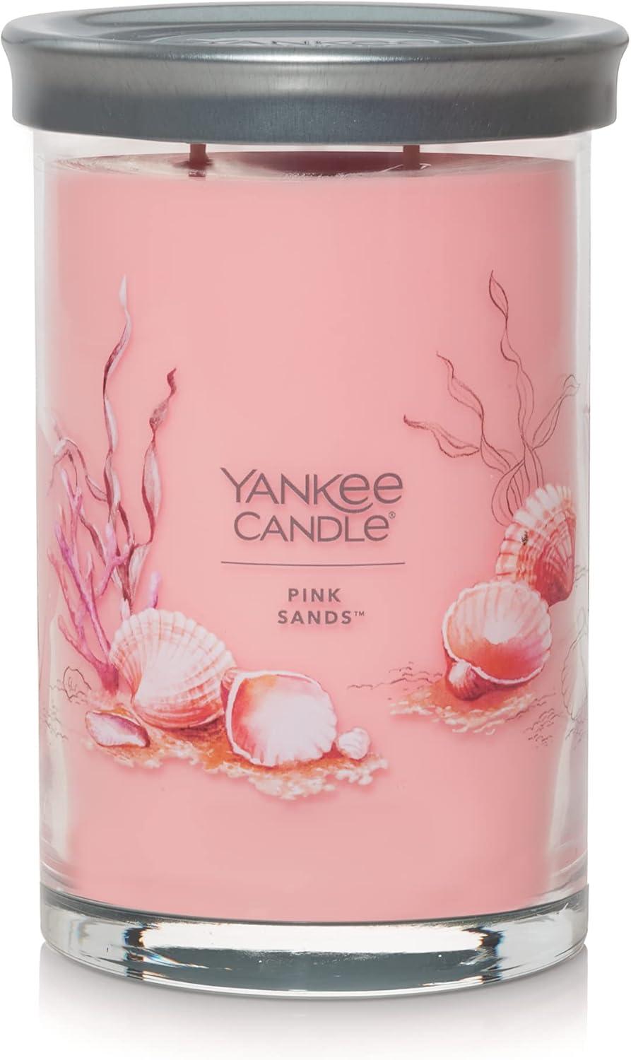 Signature Large Pink Sands Tumbler Candle 20oz - Yankee Candle: Soy Wax Blend, Glass Jar, Dual Wick, 60hr Burn Time