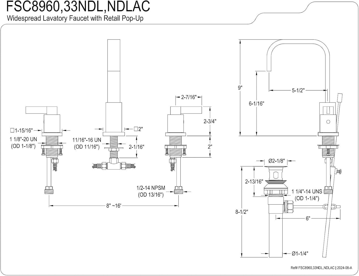 Nuvo Fusion Widespread Bathroom Faucet with Drain Assembly