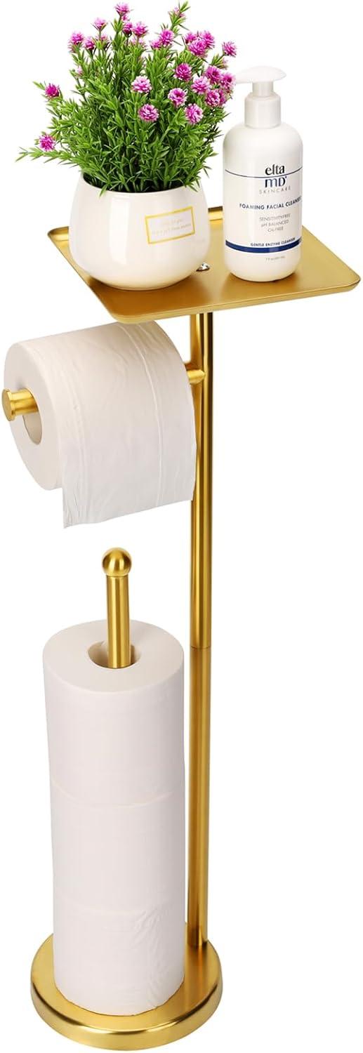 FLOORING CENTER LLC AToiletHolderC1 Freestanding Toilet Paper Stand With Tray