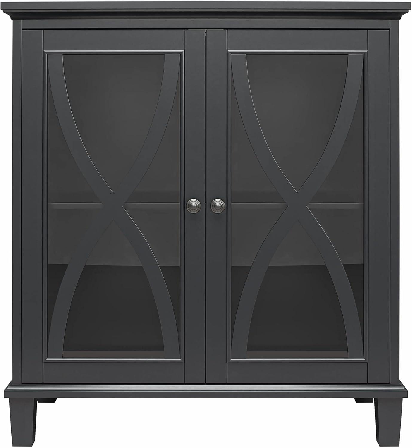 Celeste Accent Cabinet with Glass Doors, Black