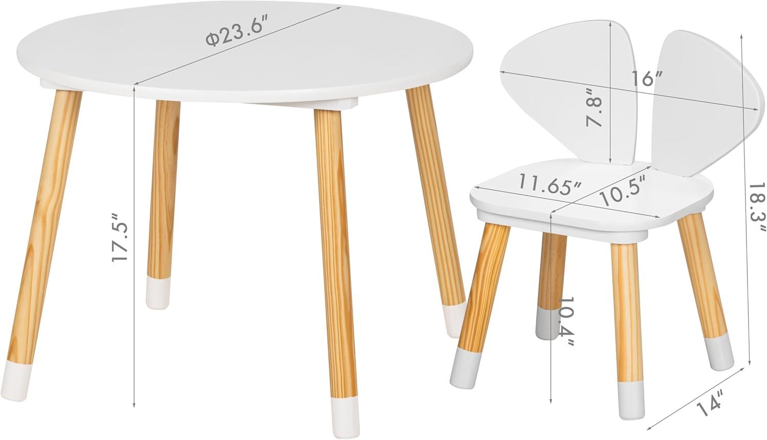 UTEX 3-Piece Multifunction Kids Round Table and Chair Set, White