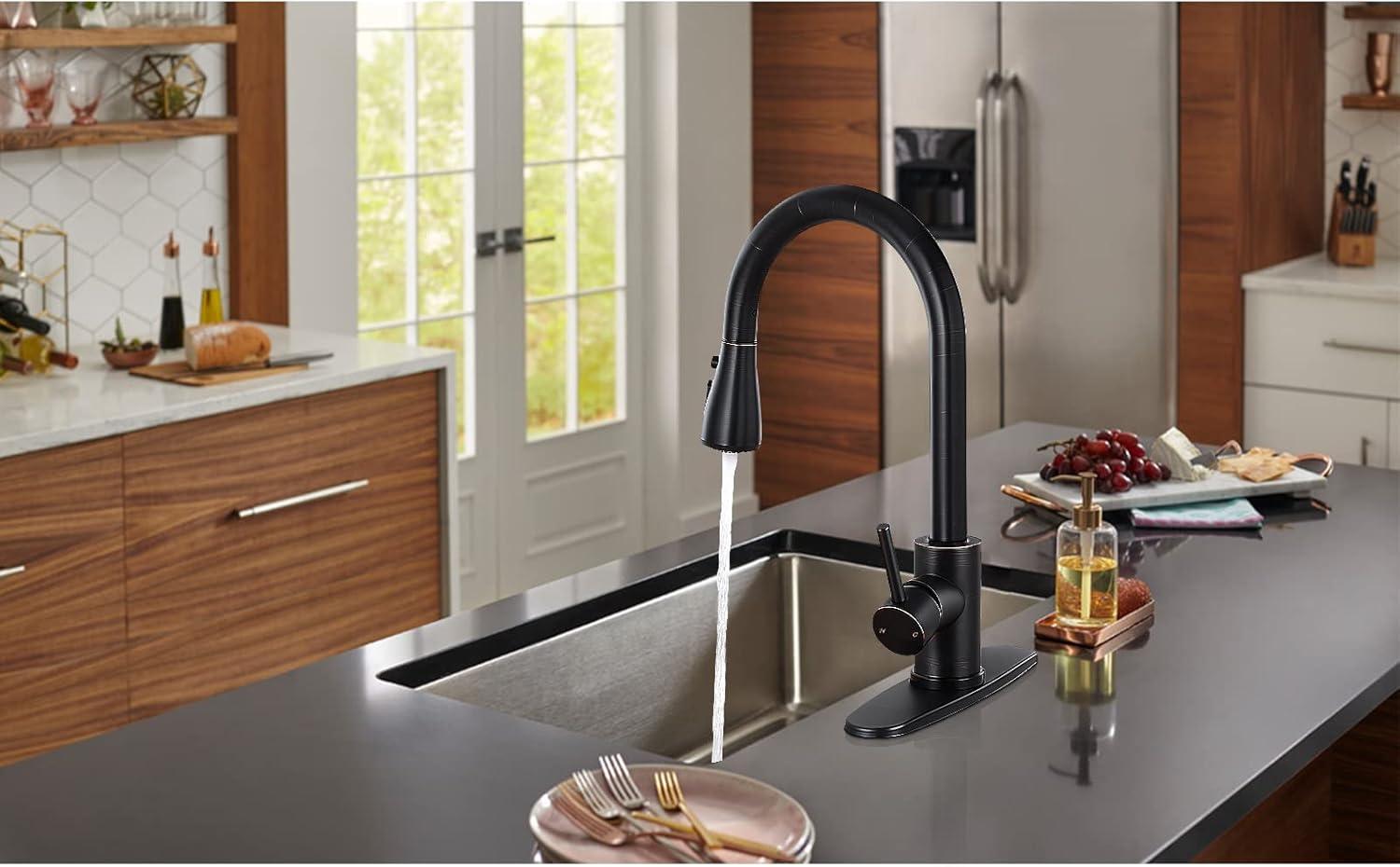 Oil Rubbed Bronze Pull Down Kitchen Faucet with Spray