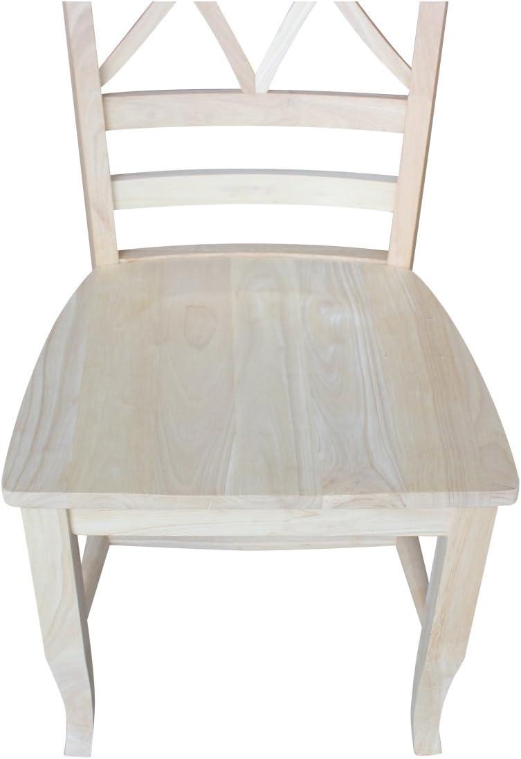 Set of 2 Lacy Dining Chair - Unfinished - International Concepts: Solid Wood, Parawood, Armless