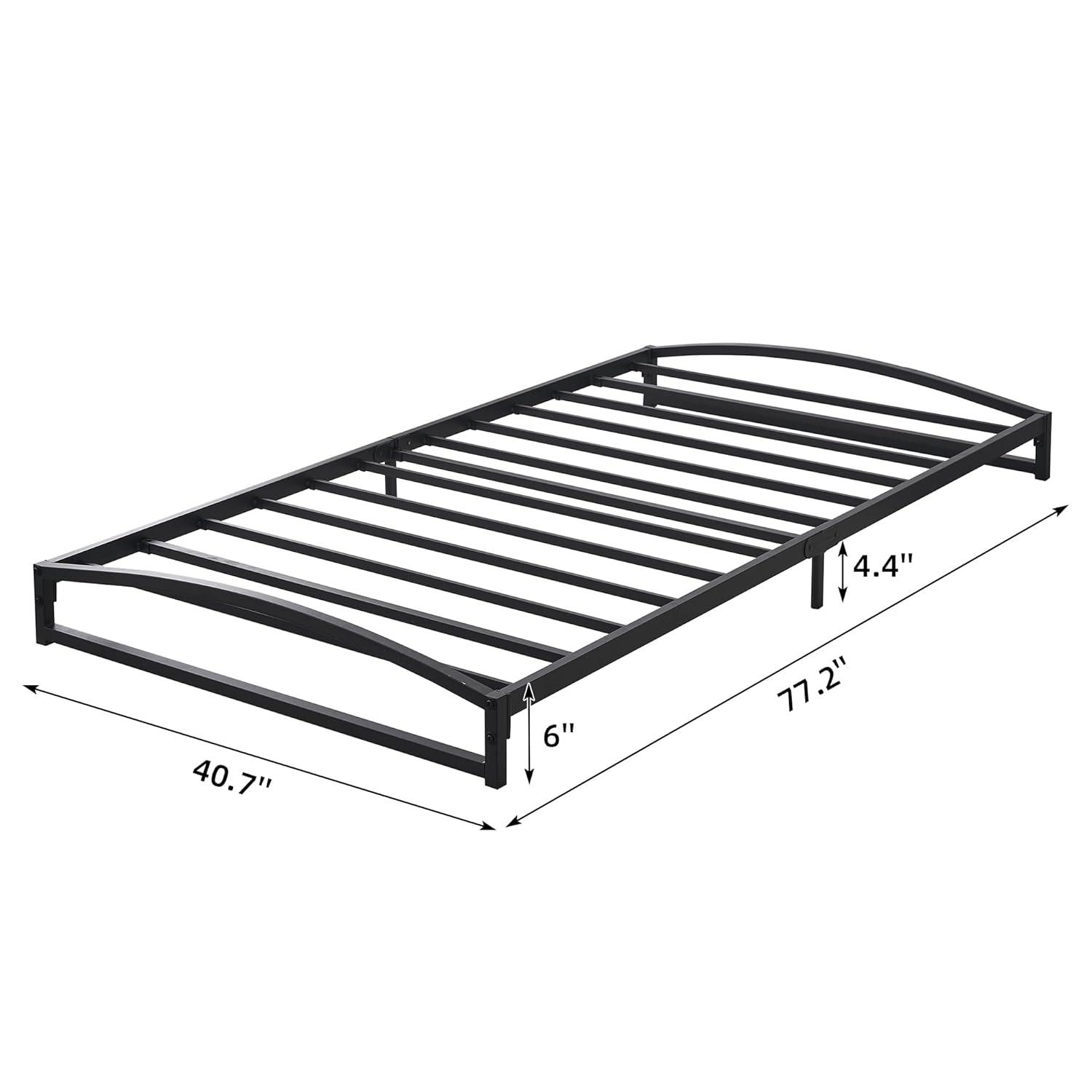 Jojoka Twin Size Metal Platform Bed Frame, 6 inch Low Profile, Mattress Foundation No Box Spring, Sturdy and Noise Free