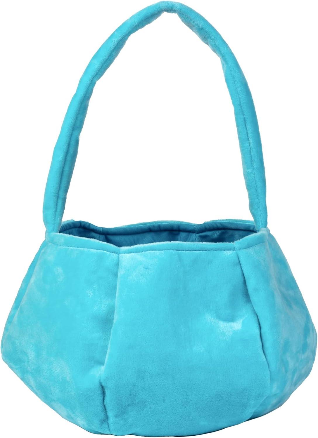 Halloween Trick or Treat Bucket - Teal Pumpkin Allergy Friendly Soft Treat Bag Tote - Reusable 8 x 8 Kids Light Blue Jack O Lantern Felt Fabric Pail for Treats, Costume, and Decorations