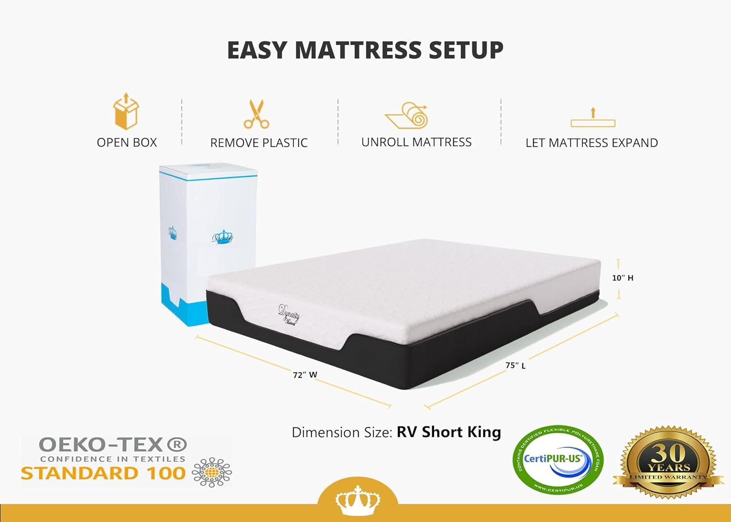 Dynasty Mattress Dynasty 10 Inch CoolBreeze Gel Memory Foam RV Mattress Bed for Campers Trailers