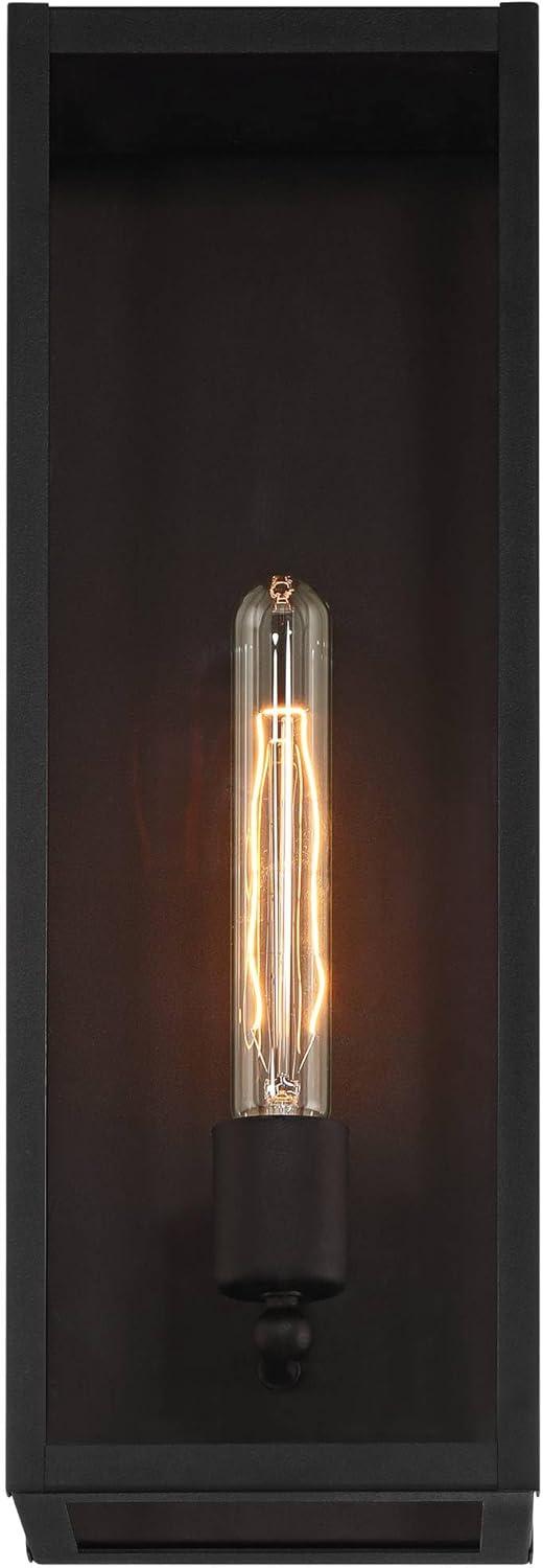 John Timberland Cornell 18" High Modern Box Outdoor Wall Light Fixture Mount Porch House Exterior Outside Edison Bulb Sand Black Clear Glass Shade