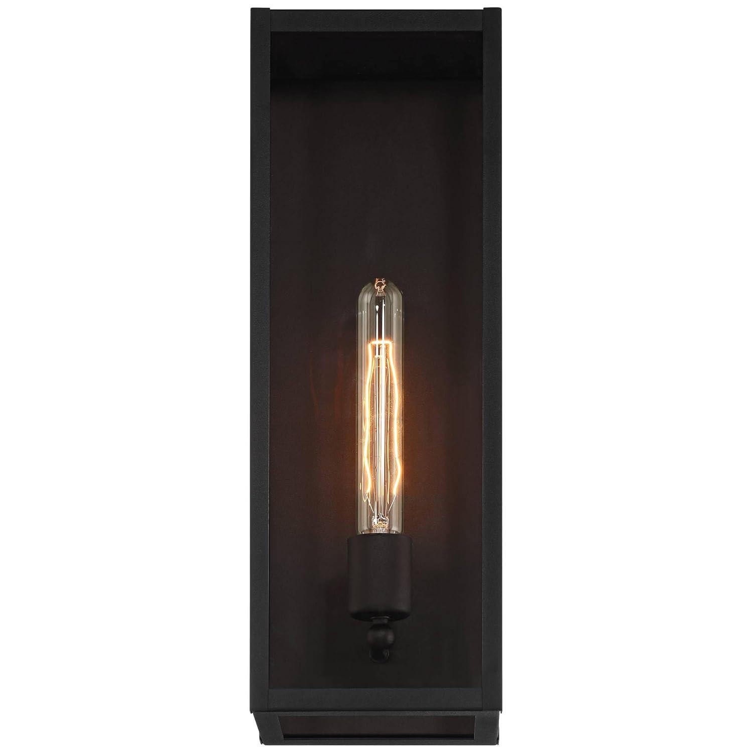 John Timberland Cornell 18" High Modern Box Outdoor Wall Light Fixture Mount Porch House Exterior Outside Edison Bulb Sand Black Clear Glass Shade