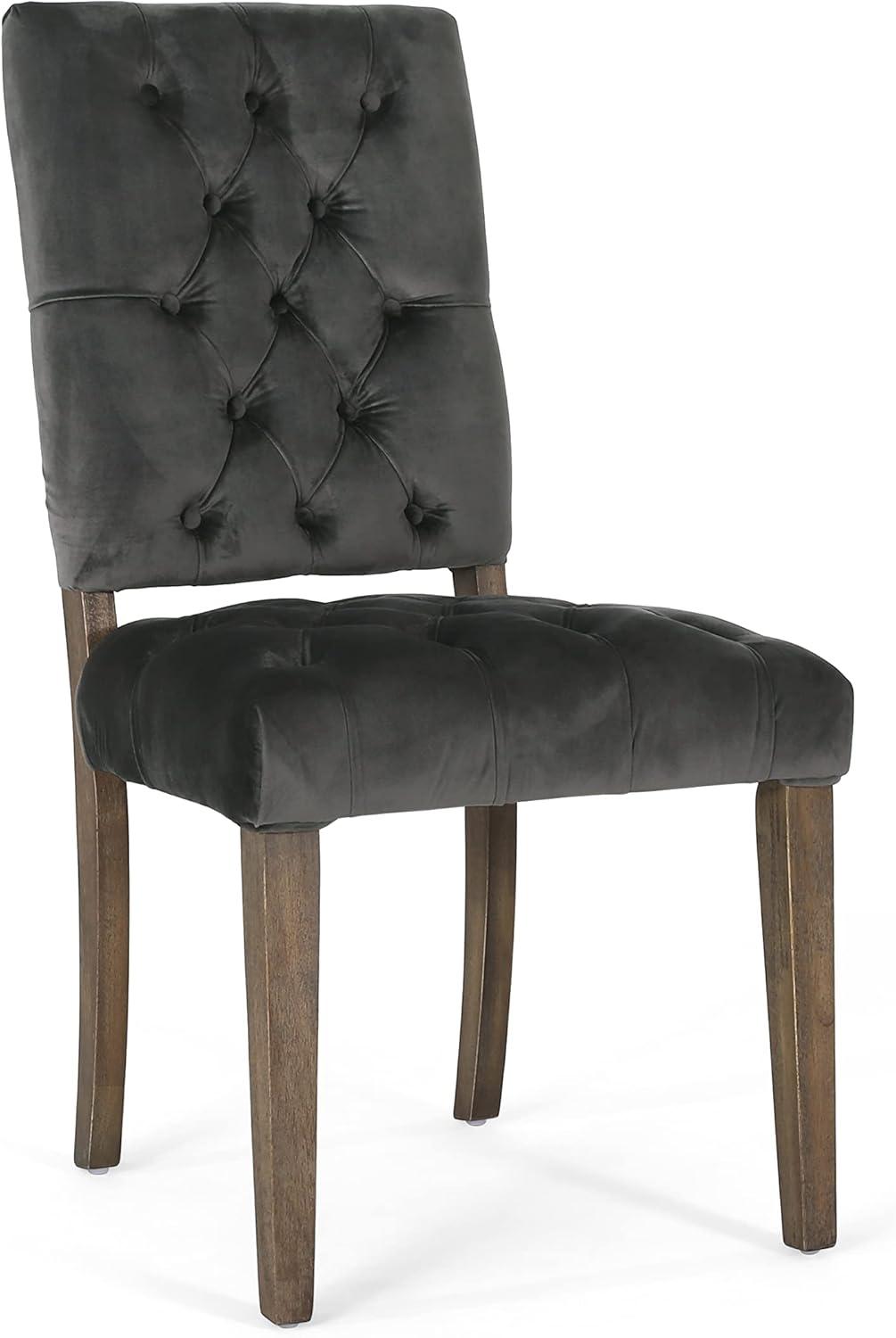 Set of 2 Saltillo New Velvet Dining Chair Charcoal - Christopher Knight Home: Upholstered, Button Tufted