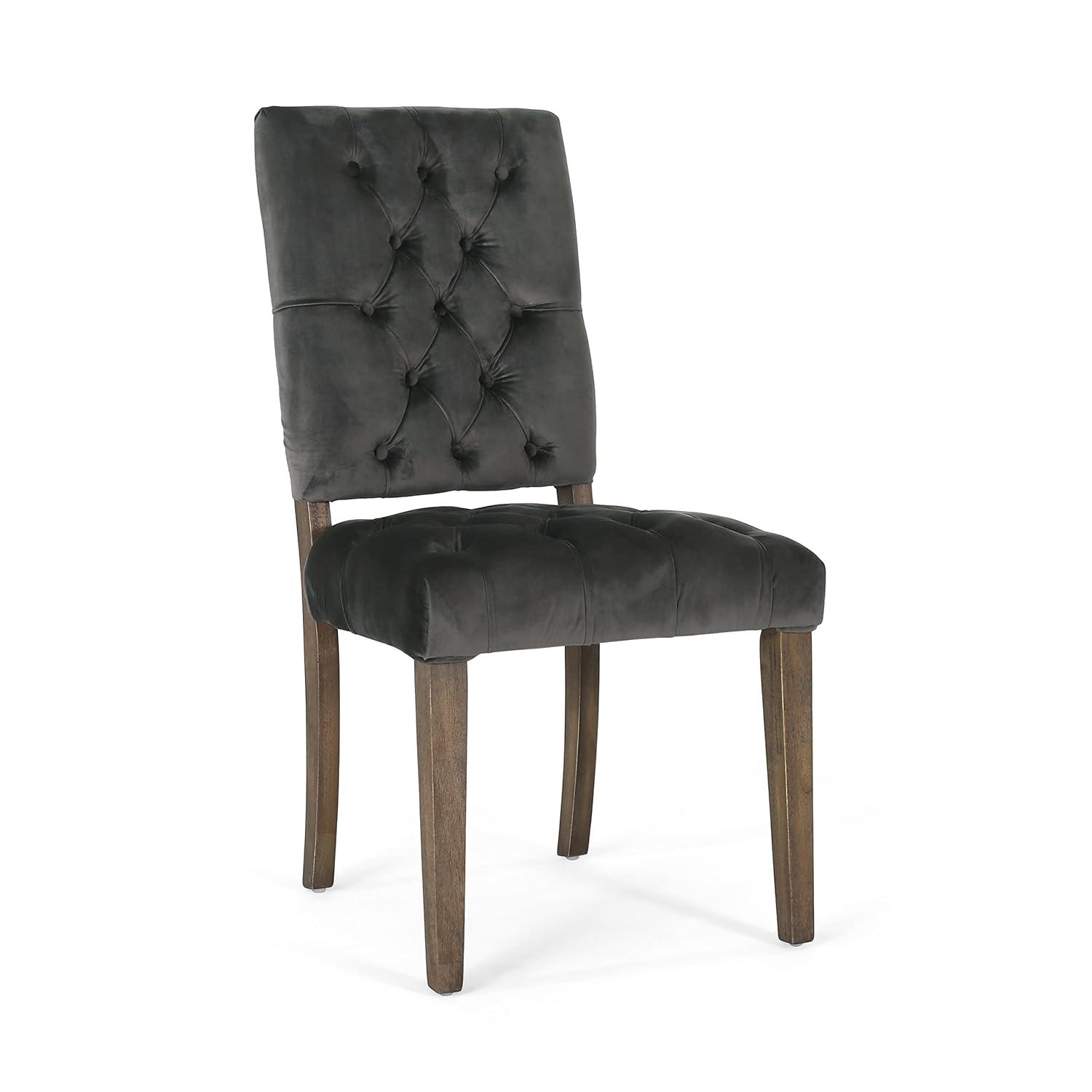 Set of 2 Saltillo New Velvet Dining Chair Charcoal - Christopher Knight Home: Upholstered, Button Tufted