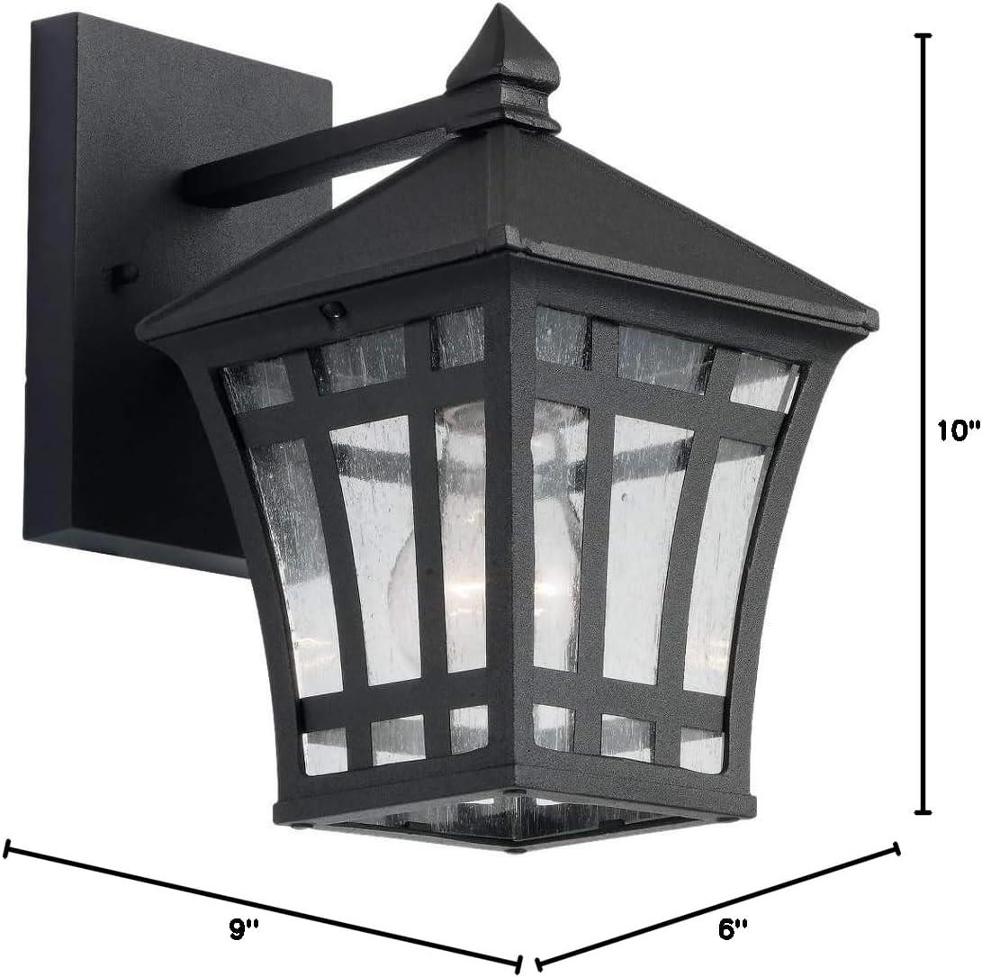 Black Outdoor Wall Lantern with Clear Seeded Glass