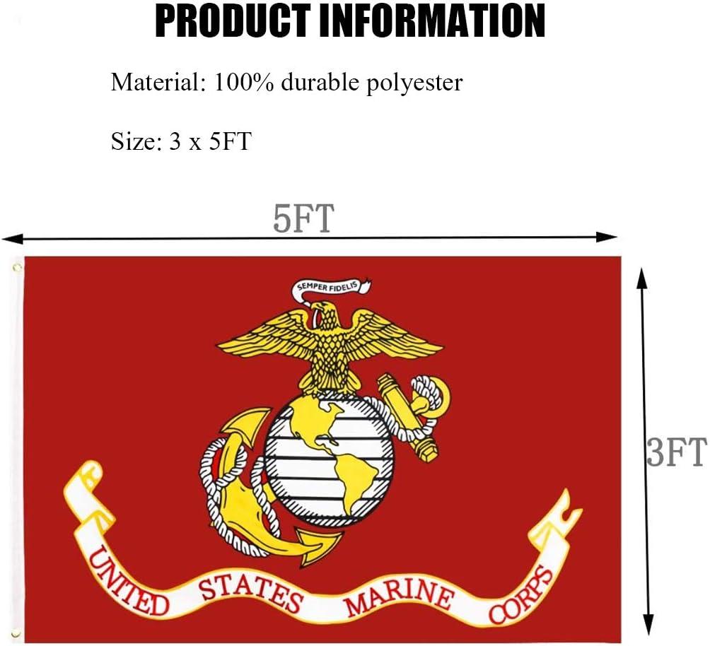 US Marine Corps Red Heavy Duty Polyester Flag 3x5 with Brass Grommets