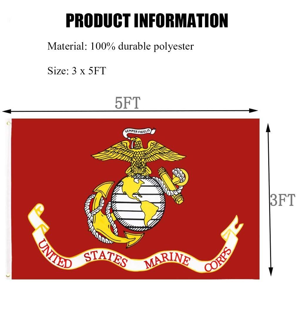 US Marine Corps Red Heavy Duty Polyester Flag 3x5 with Brass Grommets