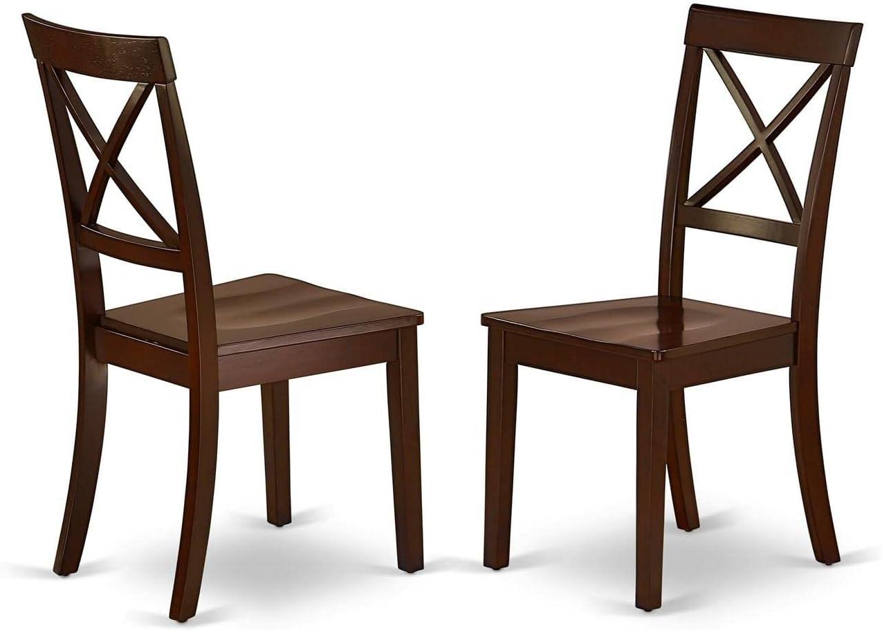 Traditional Mahogany Wood Cross Back Dining Chairs, Set of 2