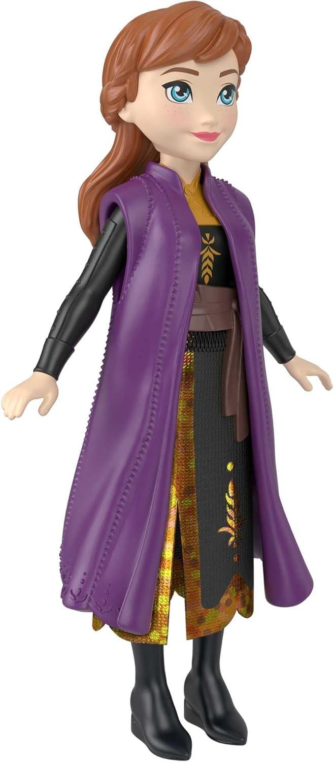 Disney Frozen Anna Small Doll in Travel Look, Posable with Removable Cape & Skirt