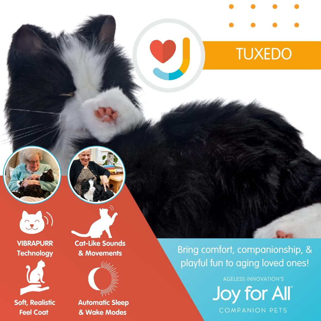 Joy For All Black and White Tuxedo Cat Robot Companion for Age Related Memory Loss and Caregivers by Ageless Innovation