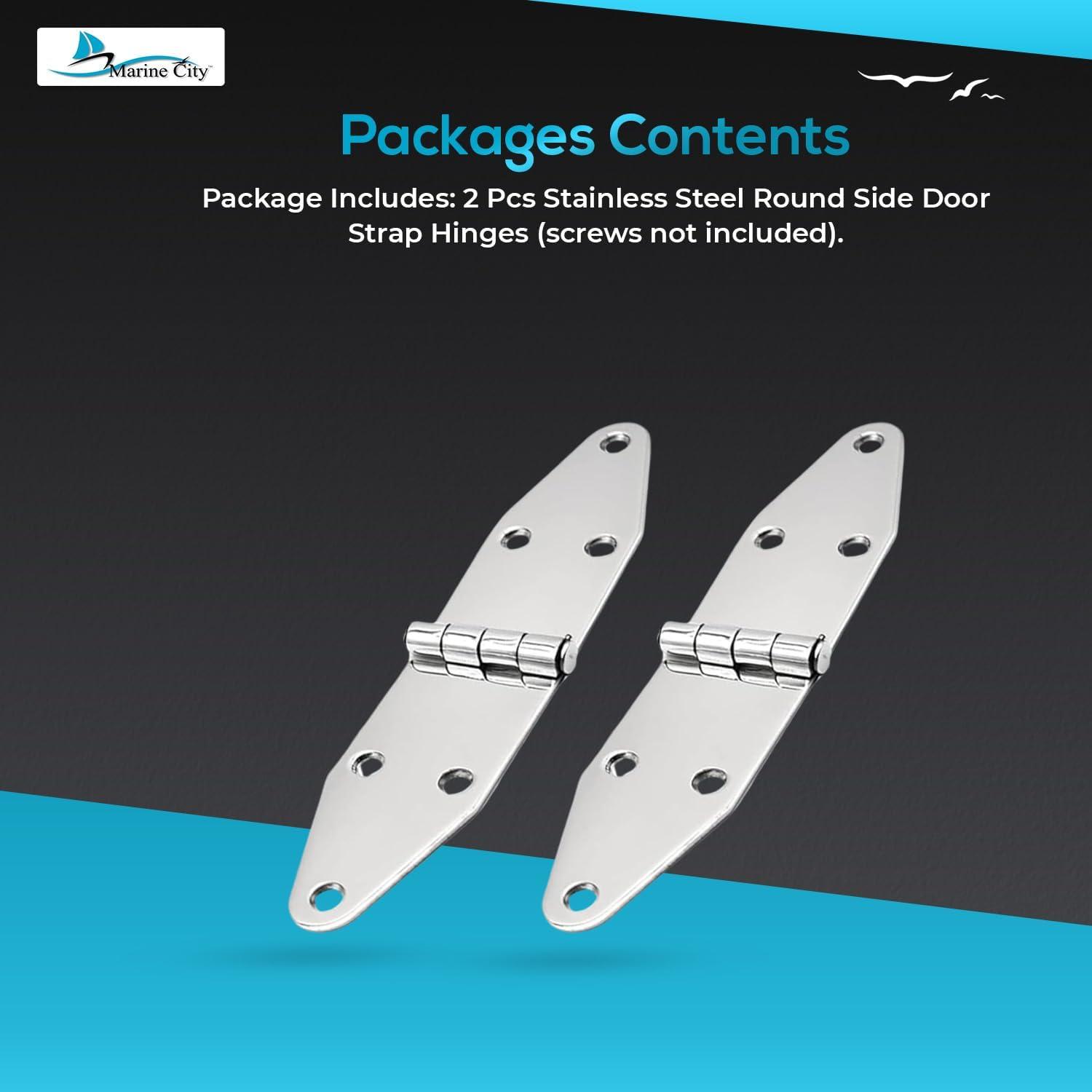 Marine City Pair of Stainless-Steel Marine Hatch Strap Hinge7-1/4" 1-5/8"