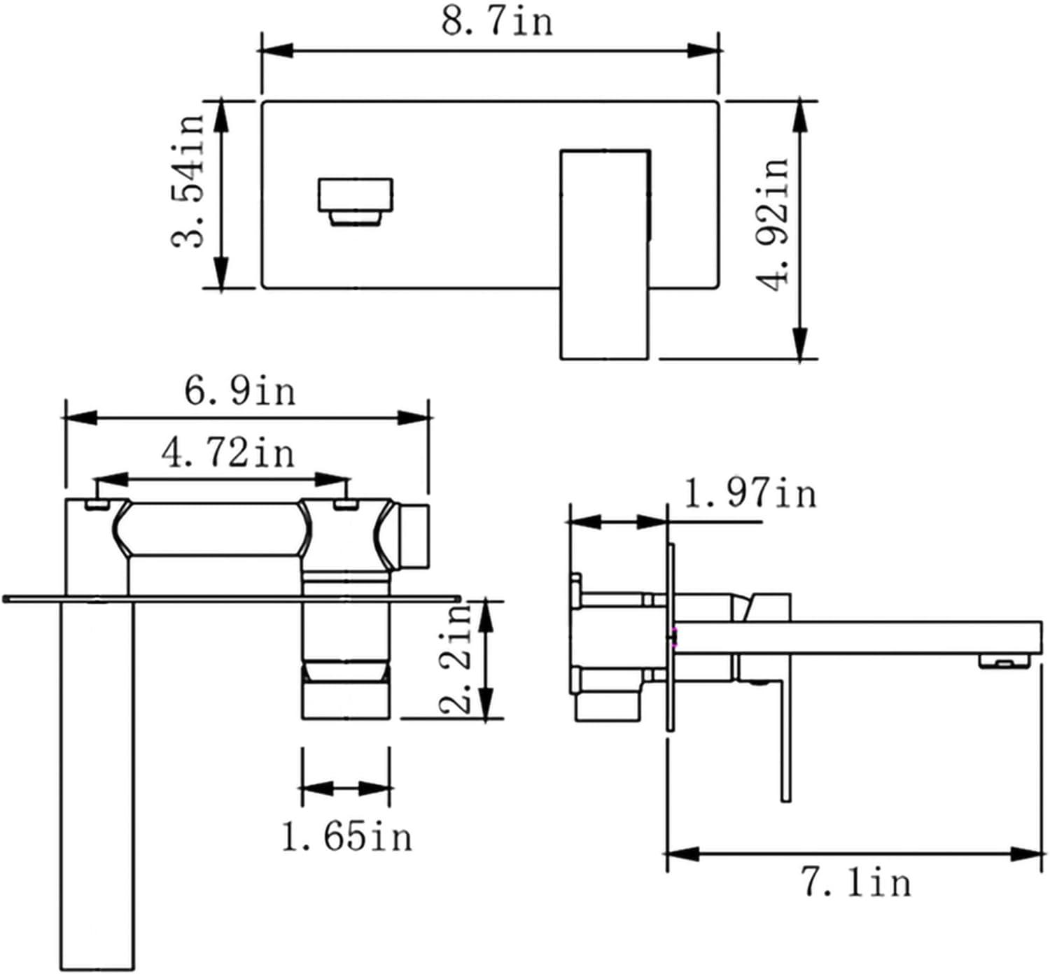 Products sumerain Wall Mount Bathroom Sink Faucet Brushed Gold and Rough in Valve Included, Left-Handed Single Handle