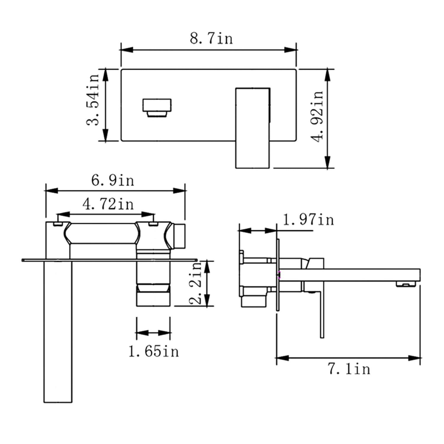 Products sumerain Wall Mount Bathroom Sink Faucet Brushed Gold and Rough in Valve Included, Left-Handed Single Handle