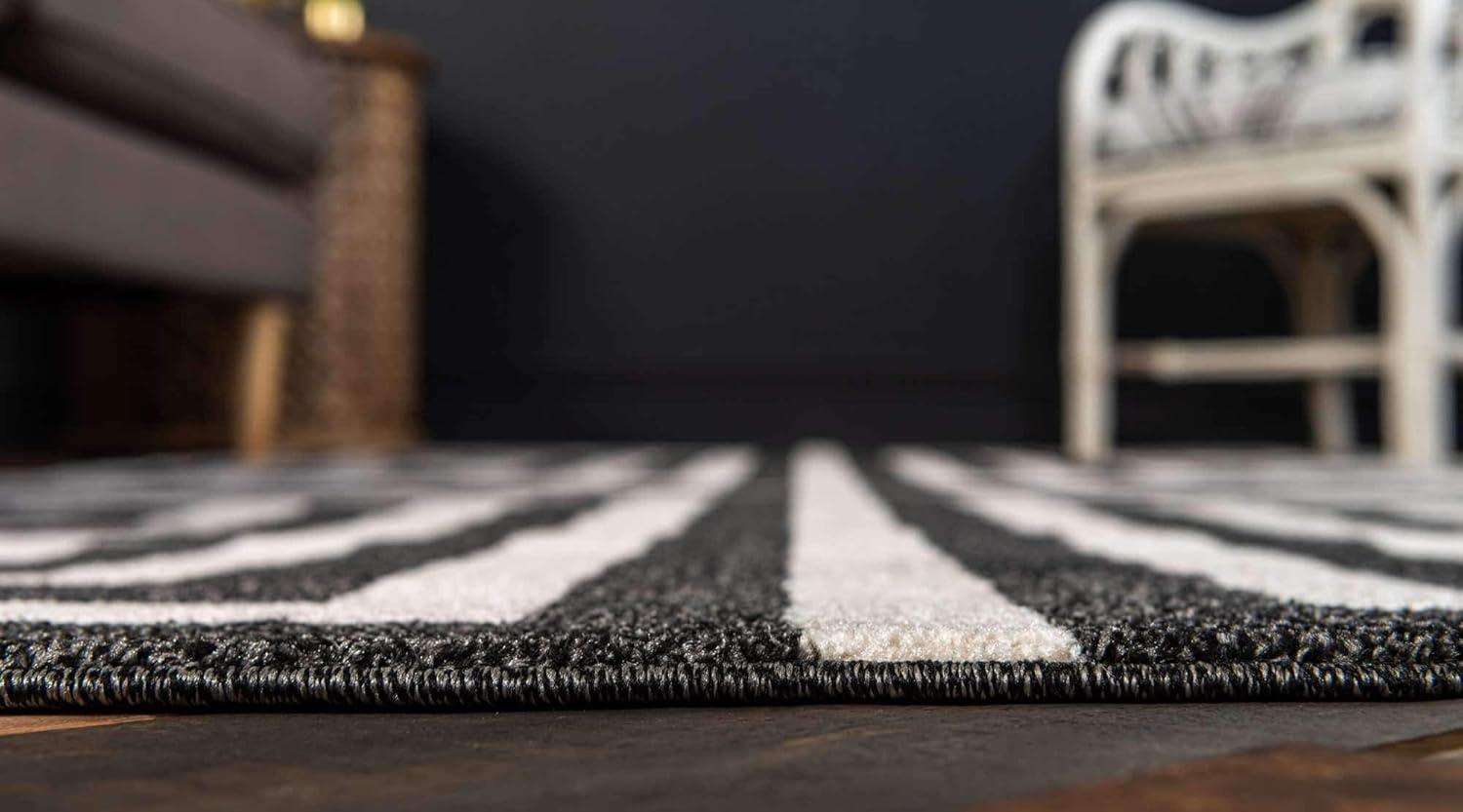 Unique Loom Greek Key Athens Rug Black/Beige 5' 3" x 8' Rectangle Geometric Modern Perfect For Living Room Bed Room Dining Room Office