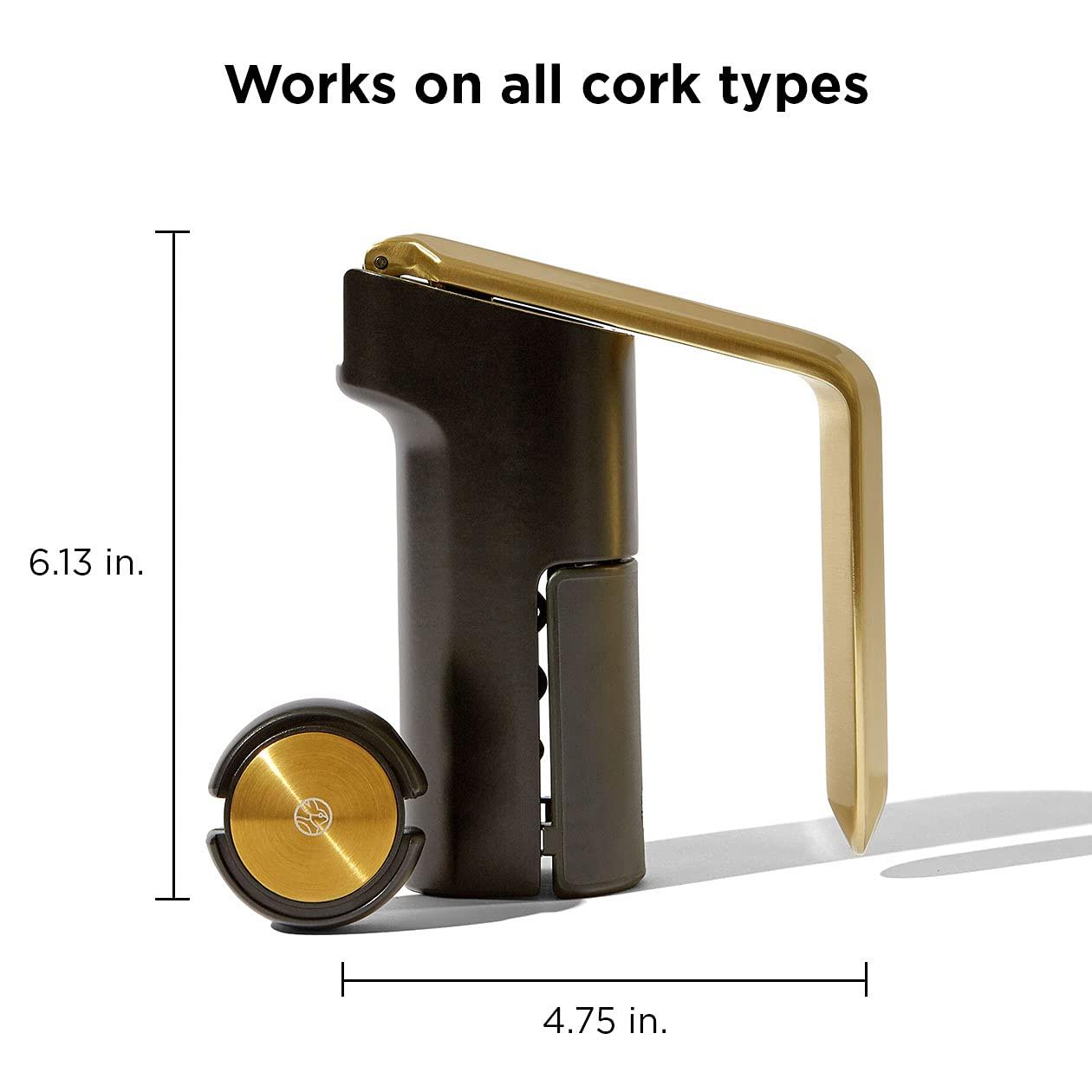 RBT RBT Vertical Lever Corkscrew Wine Opener With Foil Cutter And Extra Spiral, Black