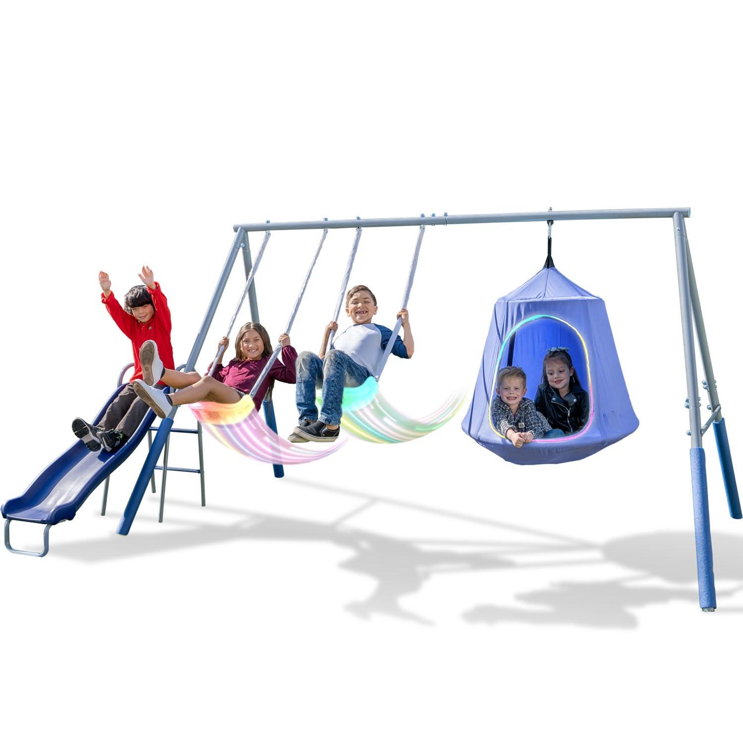 Sportspower Sportspower Shooting Star Metal Swing Set with Lifetime Warranty on 5' Double Wall Slide