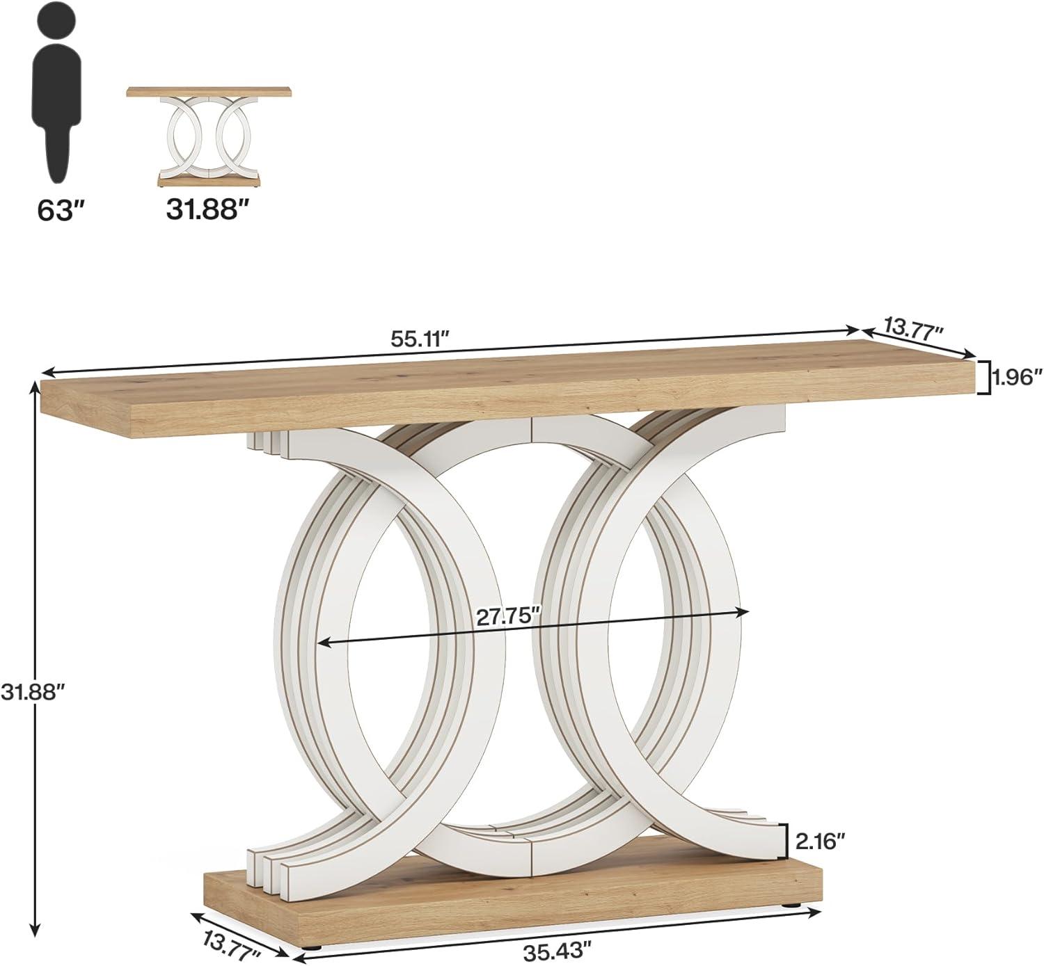 Hommoo 55 Inch Console Table with Geometric Base