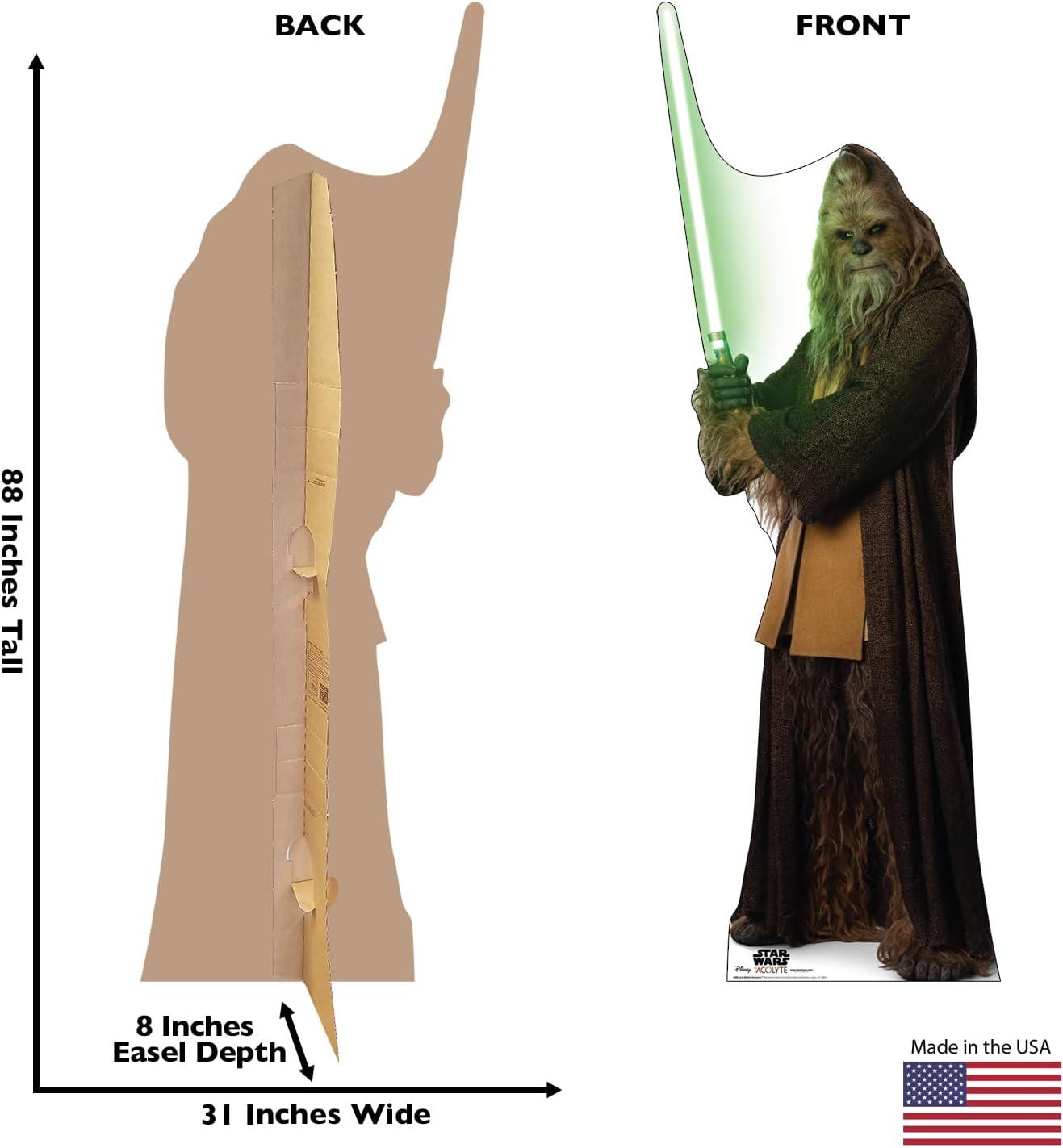 Life-Size Jedi Master Kelnacca Cardboard Cutout with Green Lightsaber