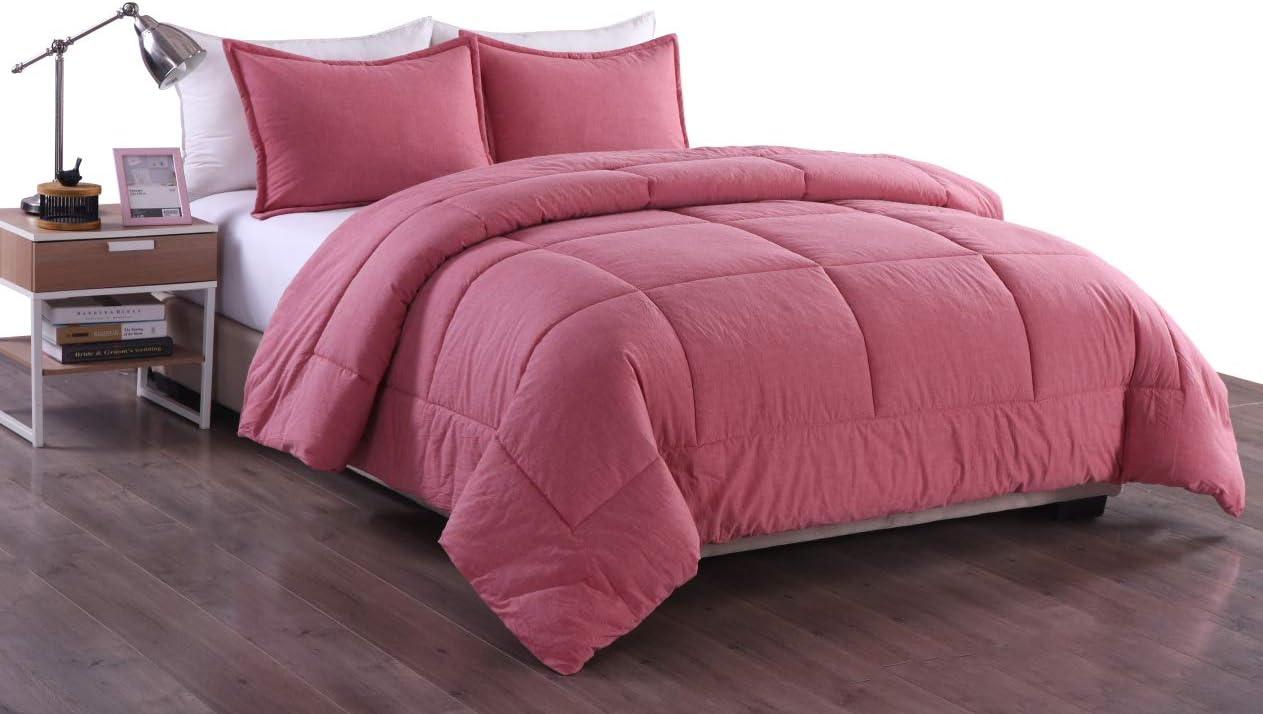 King Red Washed Cotton 3-Piece Comforter Set