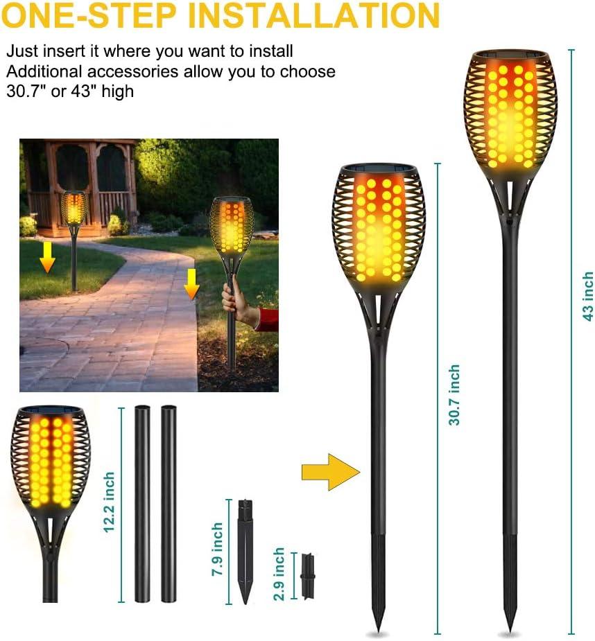 Aityvert Solar Lights, 43" Flickering Flames Torch Lights Outdoor Waterproof Landscape Decoration Lighting Dusk to Dawn Auto On/Off Security Flame Lights for Yard Garden Pathway Driveway 4-P