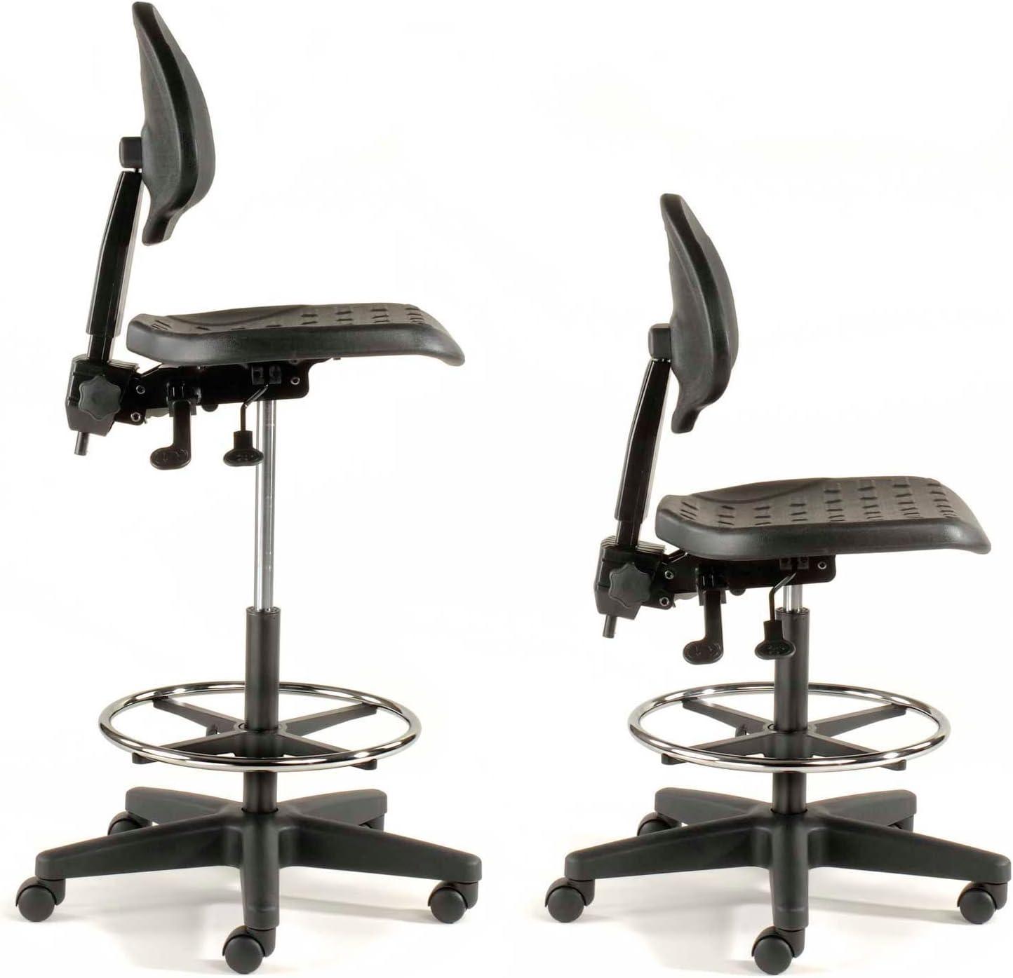 Black 5-Way Adjustable Ergonomic Stool, 225 Lbs Capacity