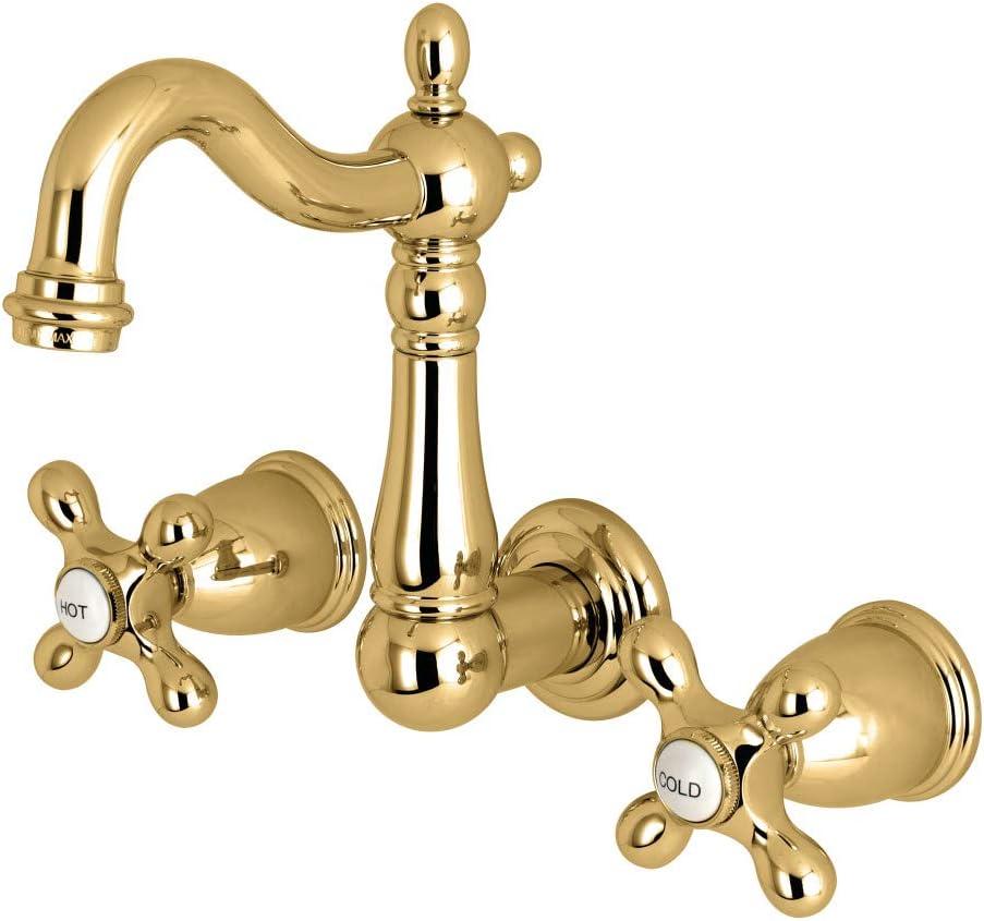 Heritage Polished Brass Wall Mounted Bathroom Faucet
