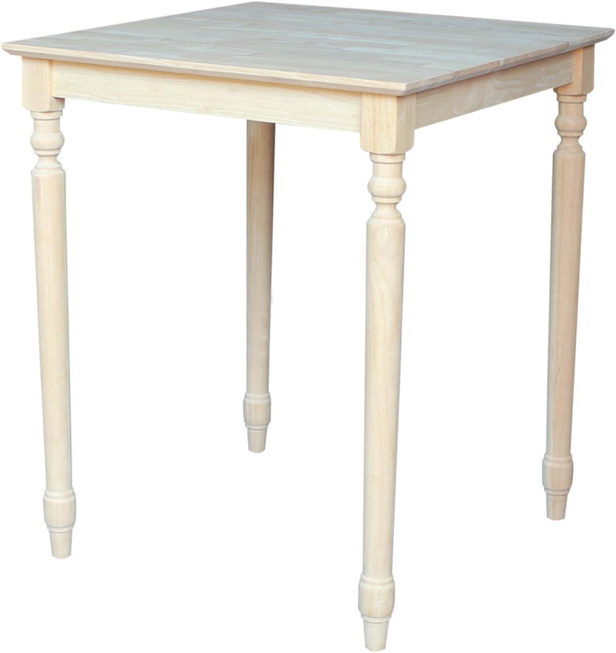 Traditional Unfinished Square Solid Wood Counter-Height Table