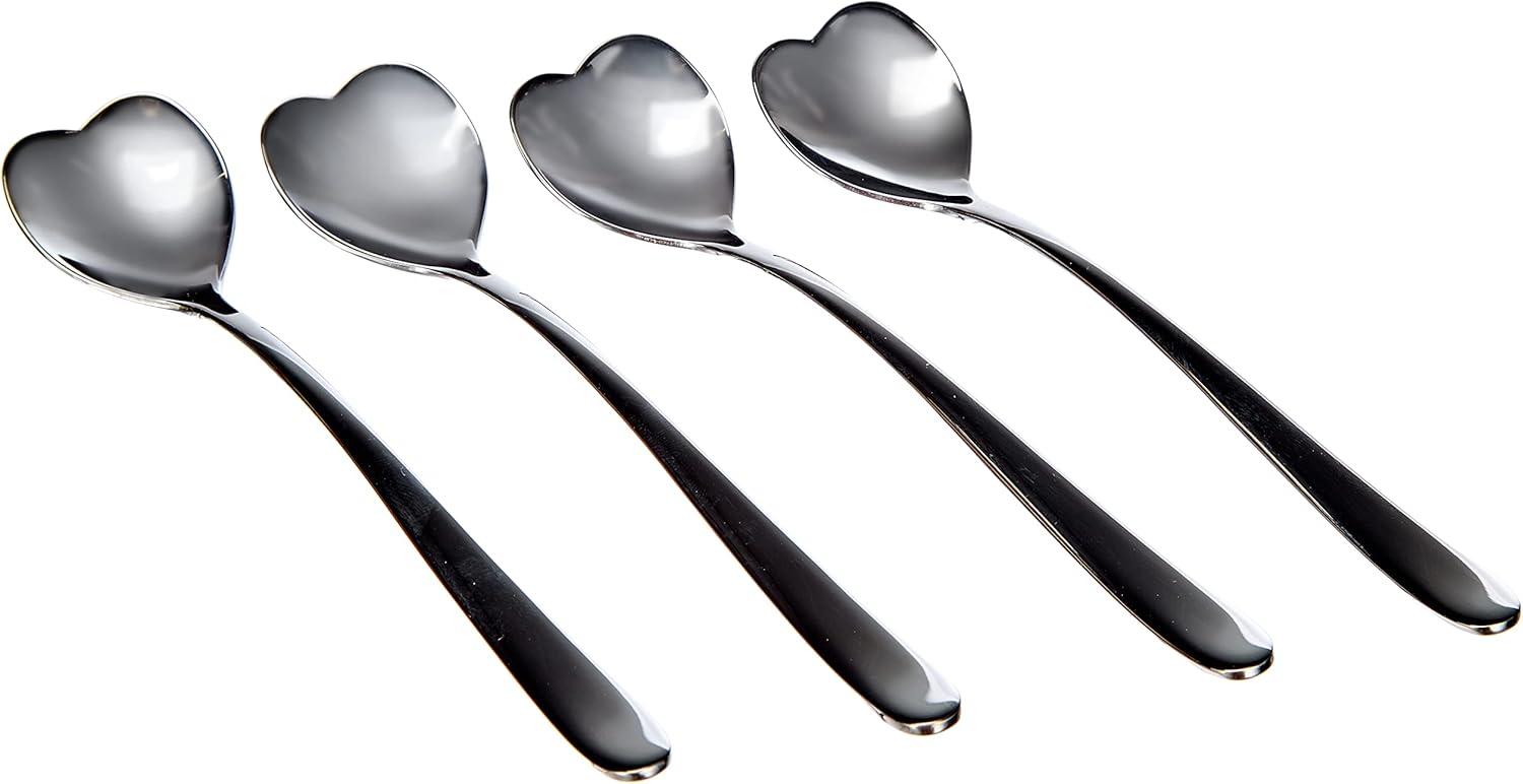 Heart-Shaped Stainless Steel Tea Spoons Set of Four