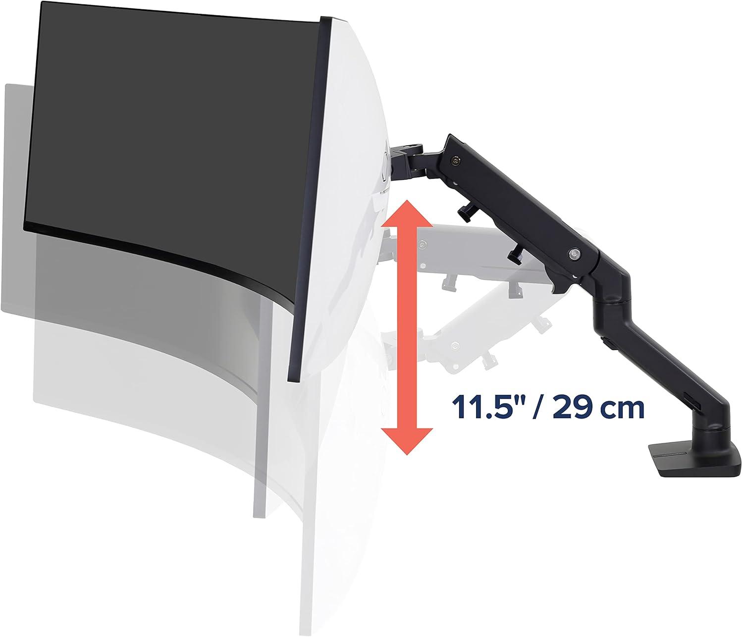 HX Desk Monitor Arm for 1000R Displays with HD Pivot, Matte Black