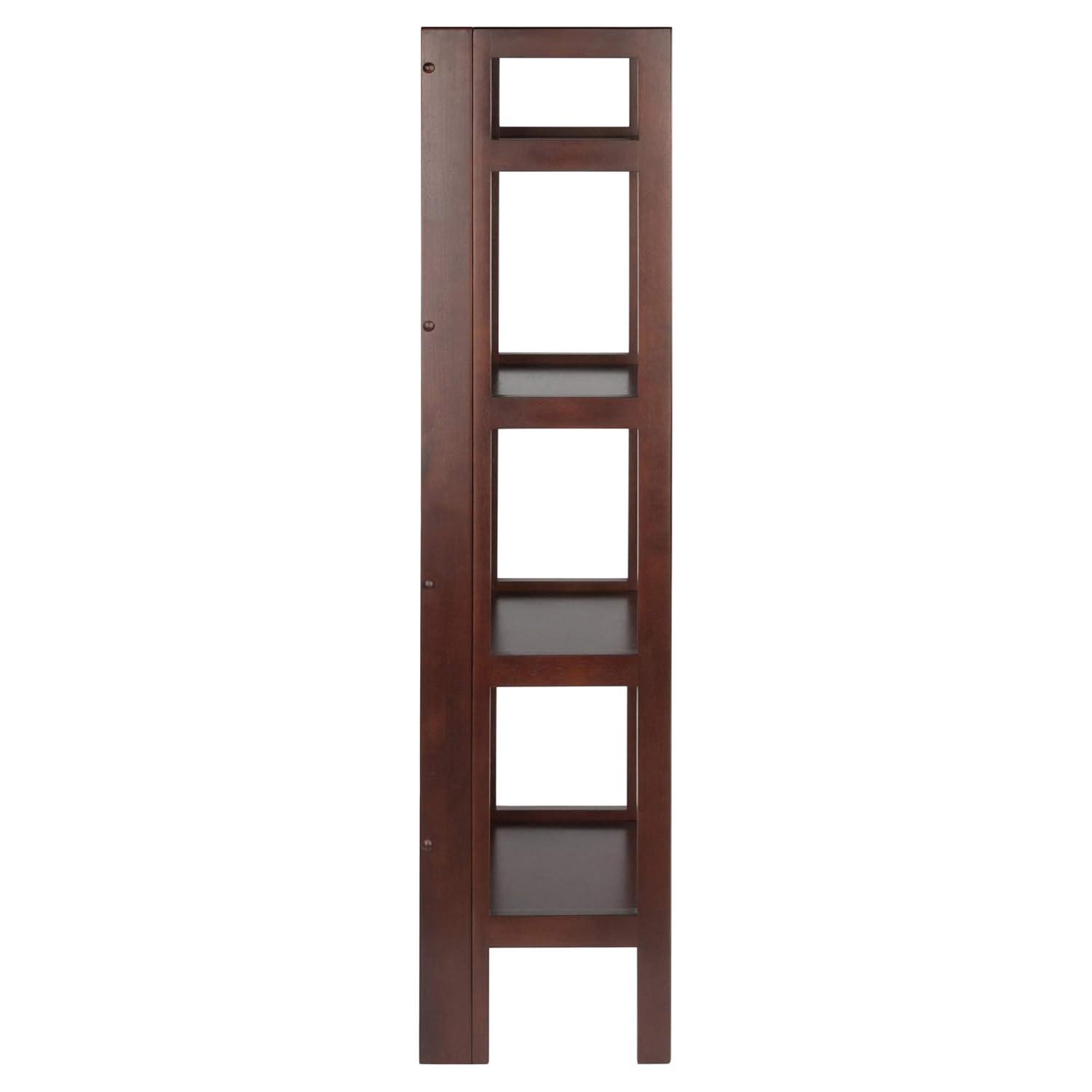 51.34" Terry Folding Bookcase Walnut - Winsome: Beech Wood, 4 Shelves, Space Saver