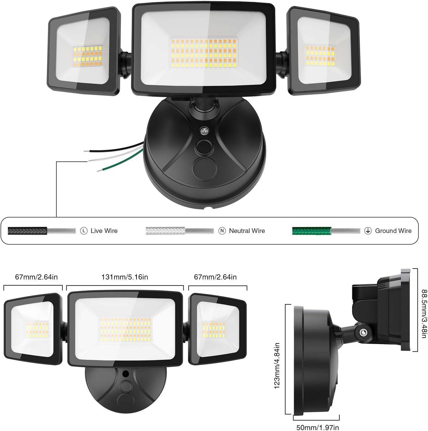 Onforu 55W Smart LED Flood Lights Outdoor, 5500LM, Tunable 2700K-6500K, APP Control, WiFi Alexa Security Lights with Timer & Adjustable 3 Head, IP65 Waterproof for House, Yard, Porch, Garage, Backyard