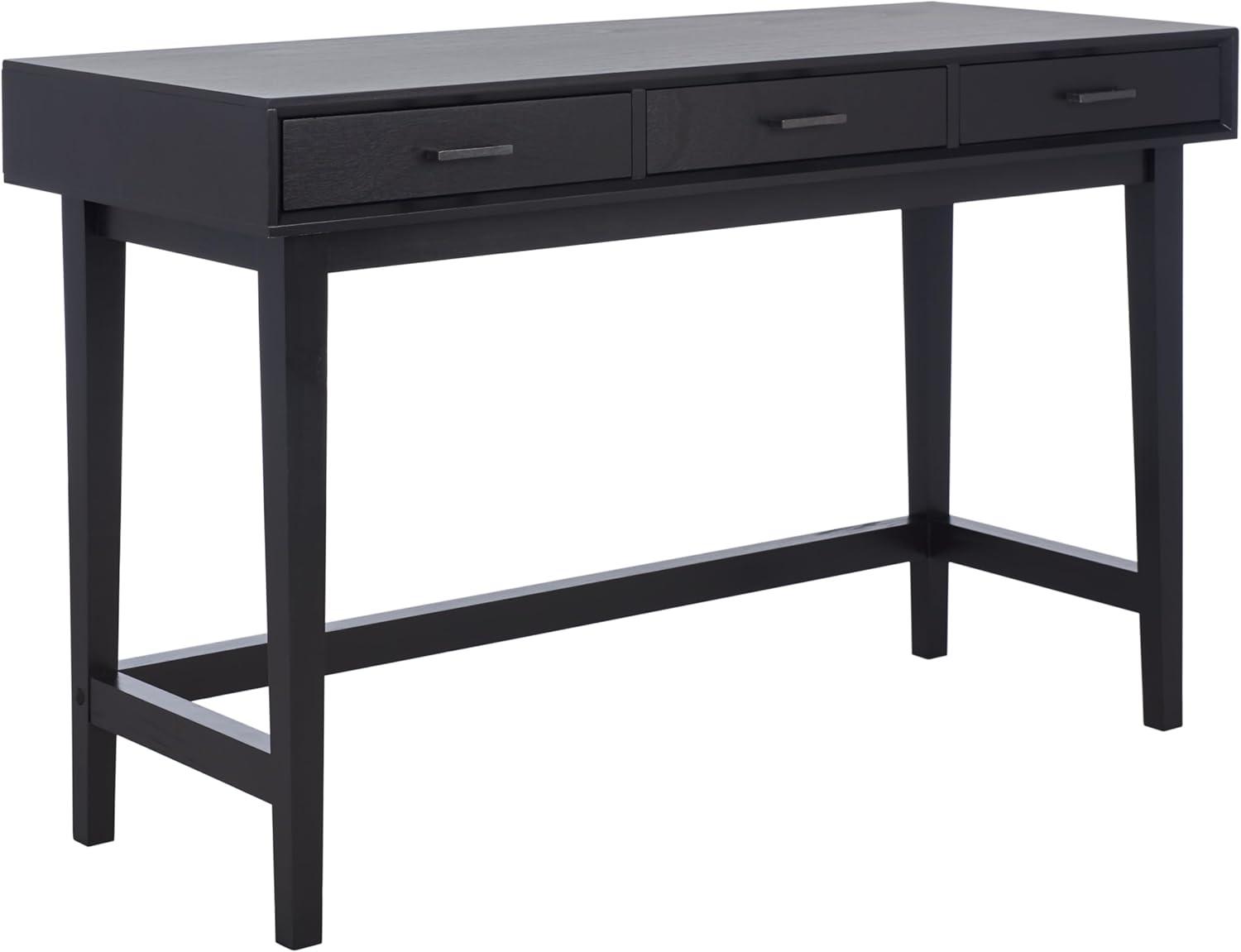 SAFAVIEH Hawthorn Solid Retro 3 Drawer Writing Desk, Black