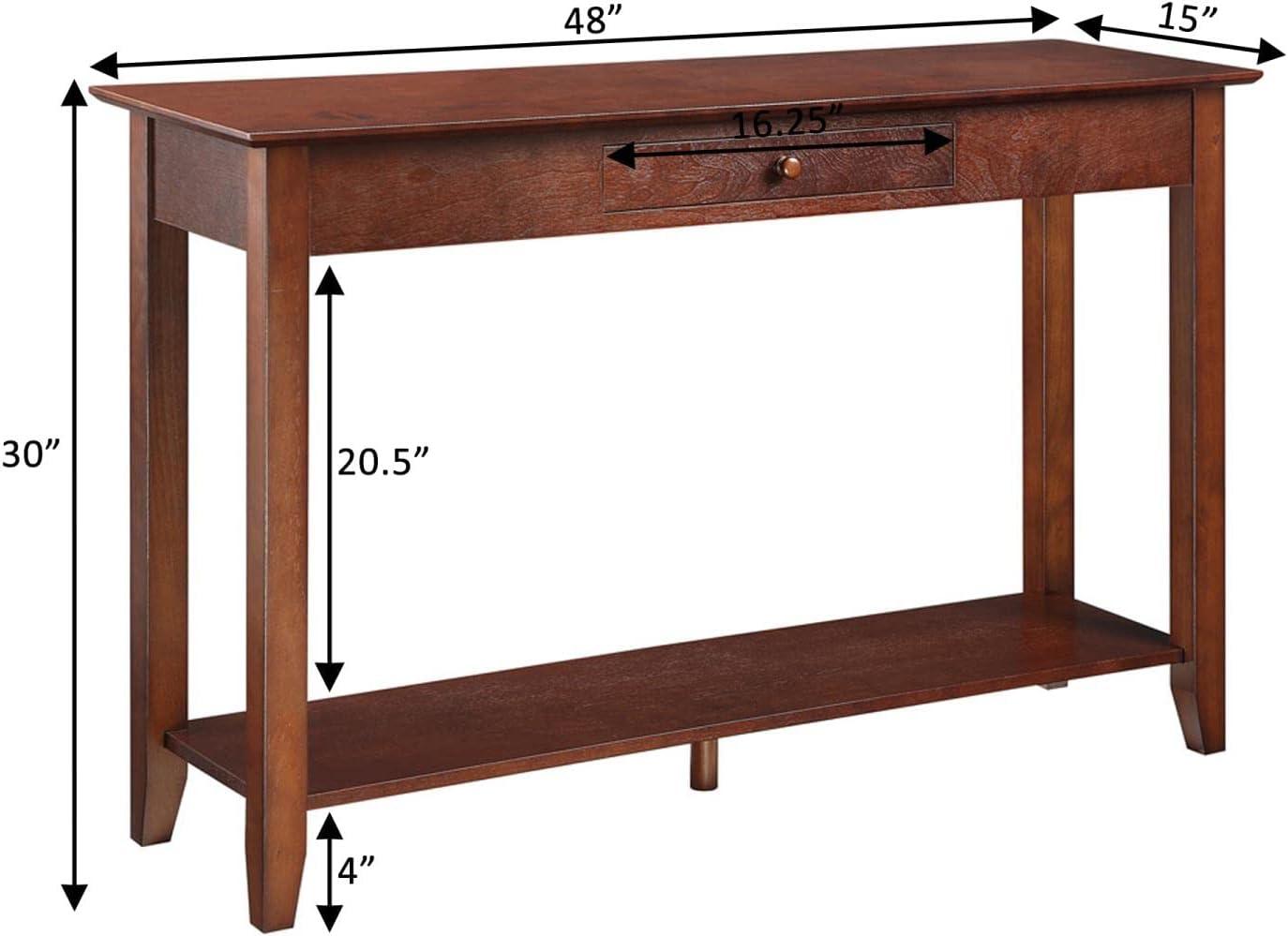 Espresso Ash Veneer 48" Console Table with Storage Shelf