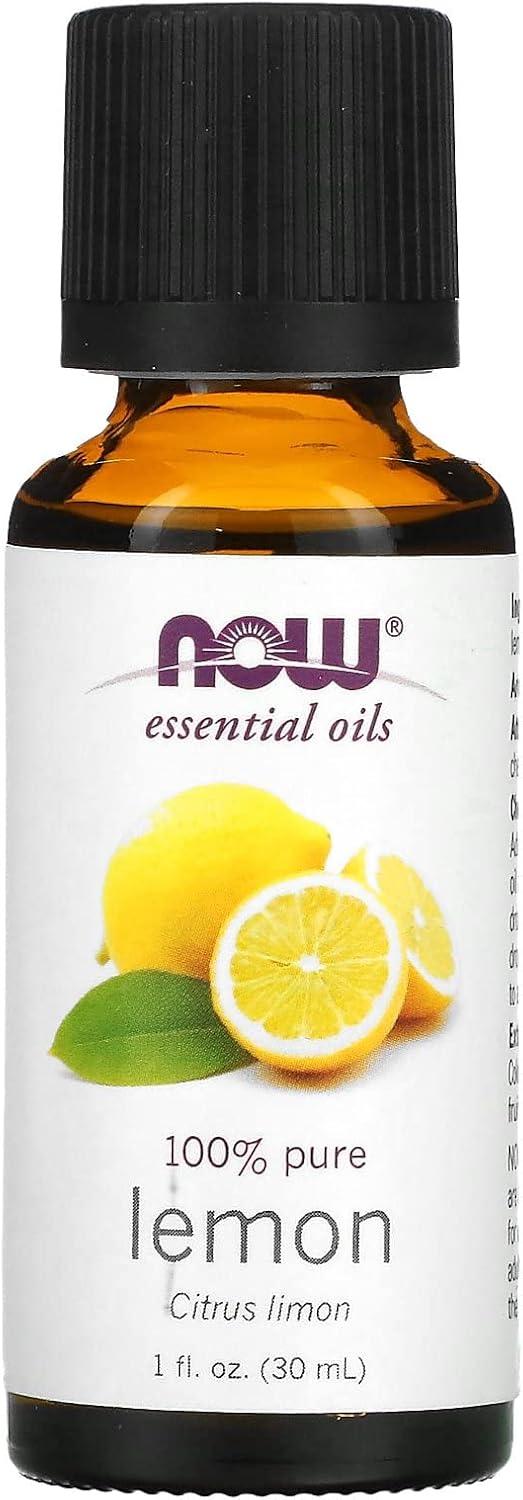 NOW Essential Oils, Lemon Oil, Cheerful Aromatherapy Scent, Cold Pressed, 100% Pure, Vegan, Child Resistant Cap, 1-Ounce