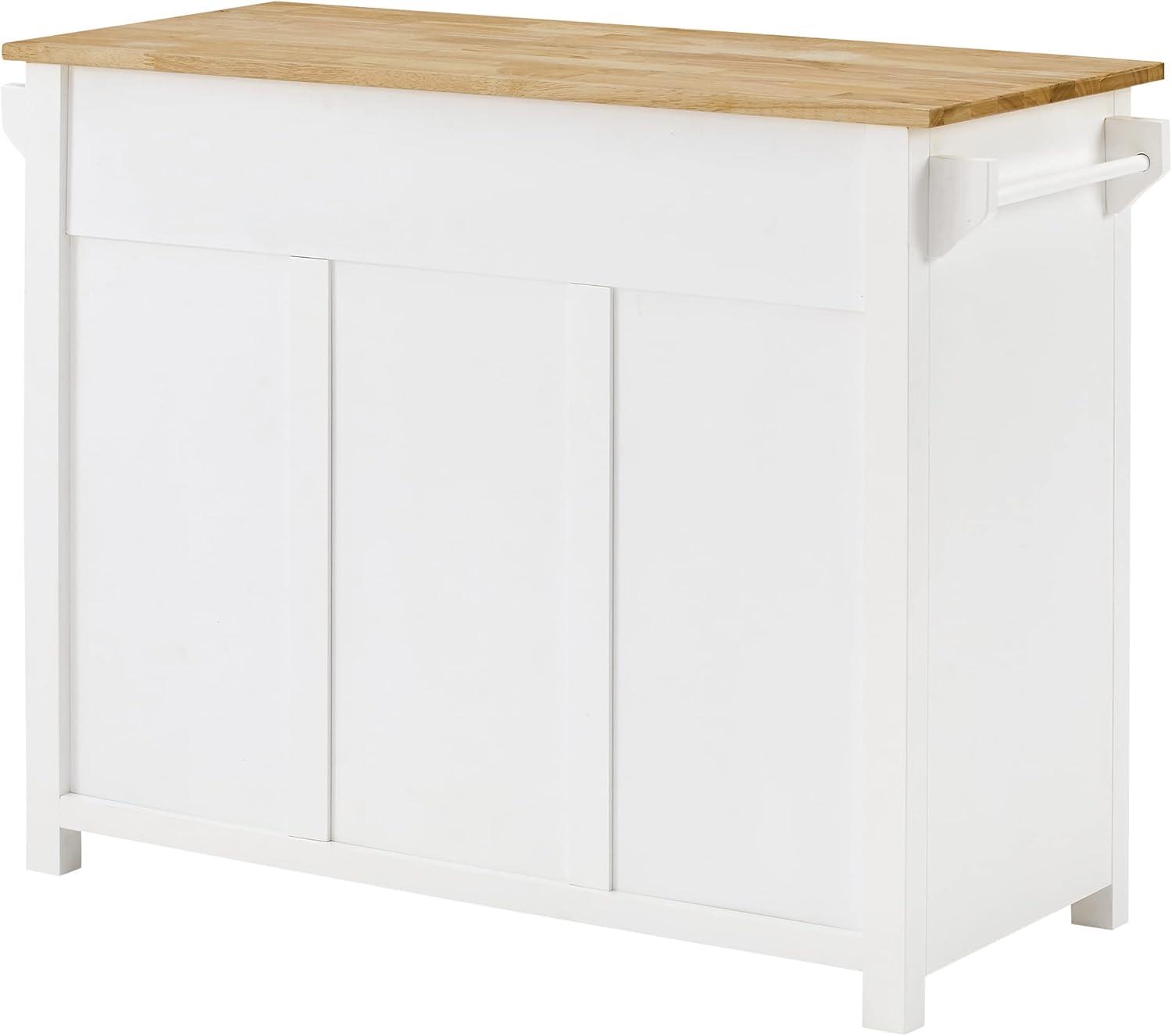 Laurel Kitchen Island/Cart White/Natural - Crosley: Farmhouse Style, Towel Bar, Adjustable Shelf